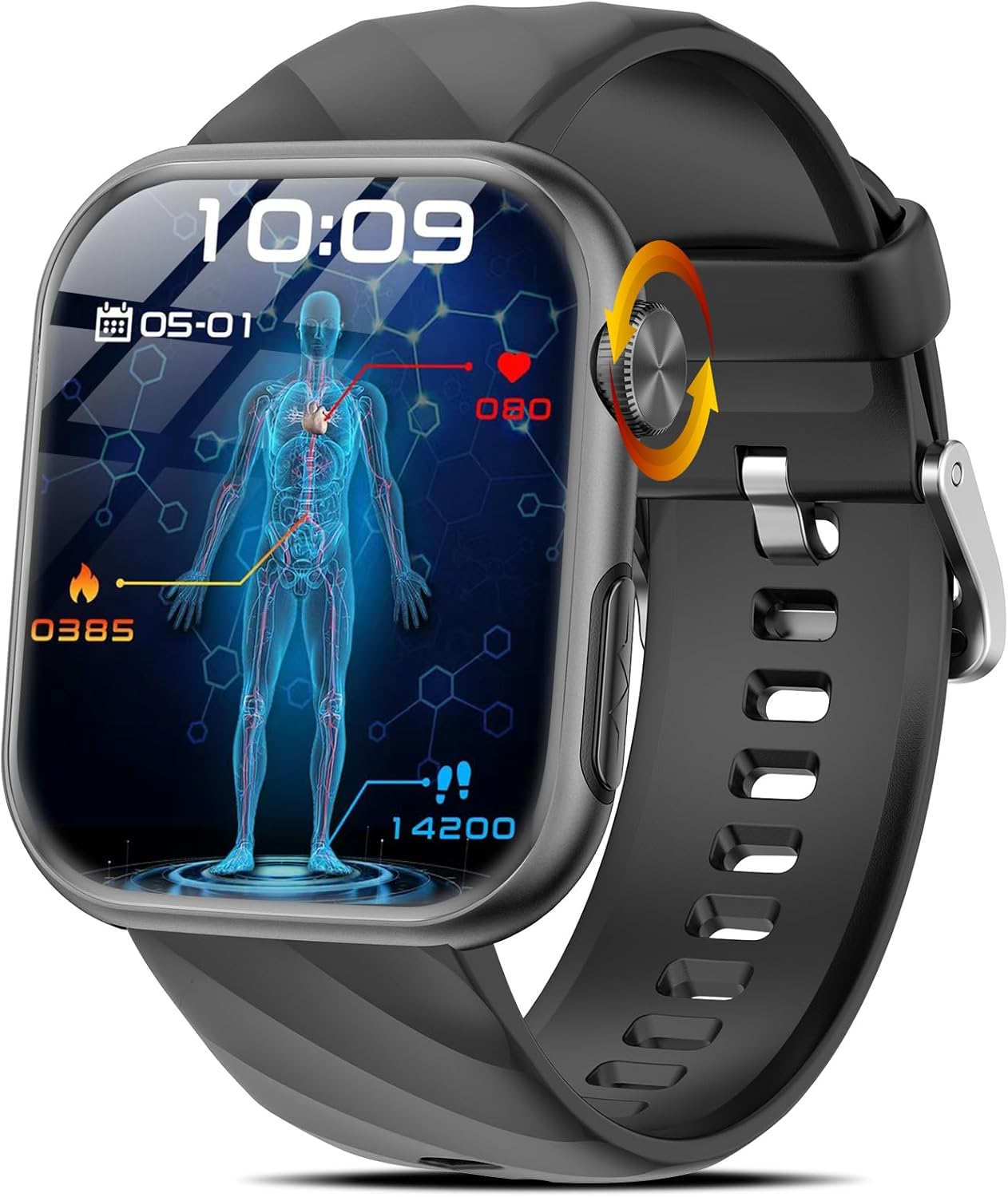 2026 Men's Smartwatch with ECG / Hydraulic Acid / HRV / Blood Pressure / Sleep / BMI / Body Temperature / Heart Rate Monitor, 1.97 Inch AMOLED Health Fitness Watch with Calls, SOS Button