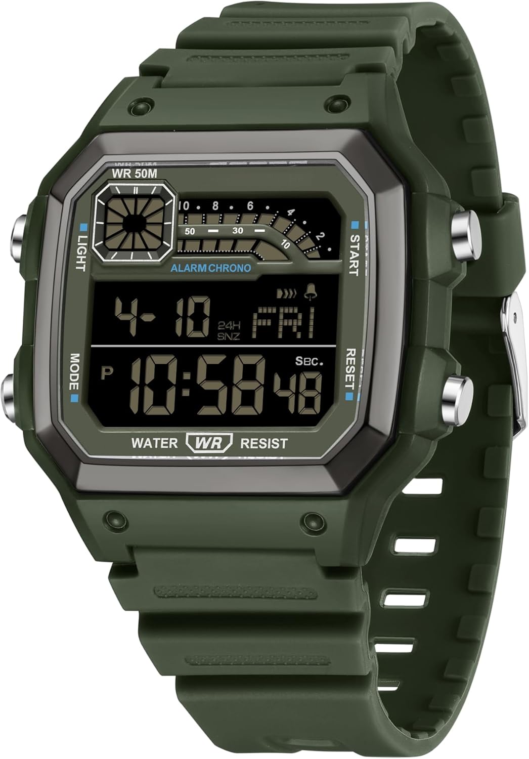 Forrader Mens Digital Waterproof Military Multifunction LED Alarm Date Watch