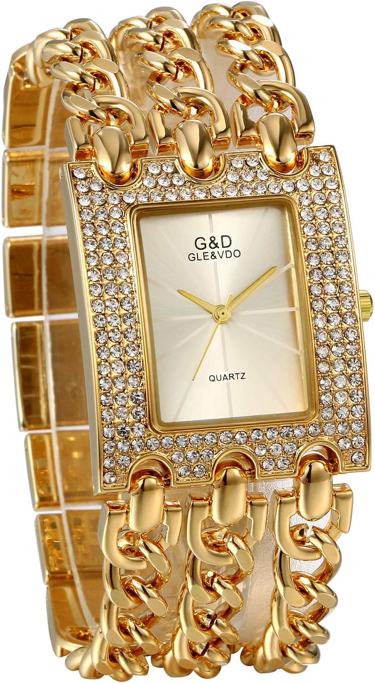 JewelryWe Women's Quartz Watch Square Strap Rhinestone Bracelet Alloy Chain Gift Silver / Gold