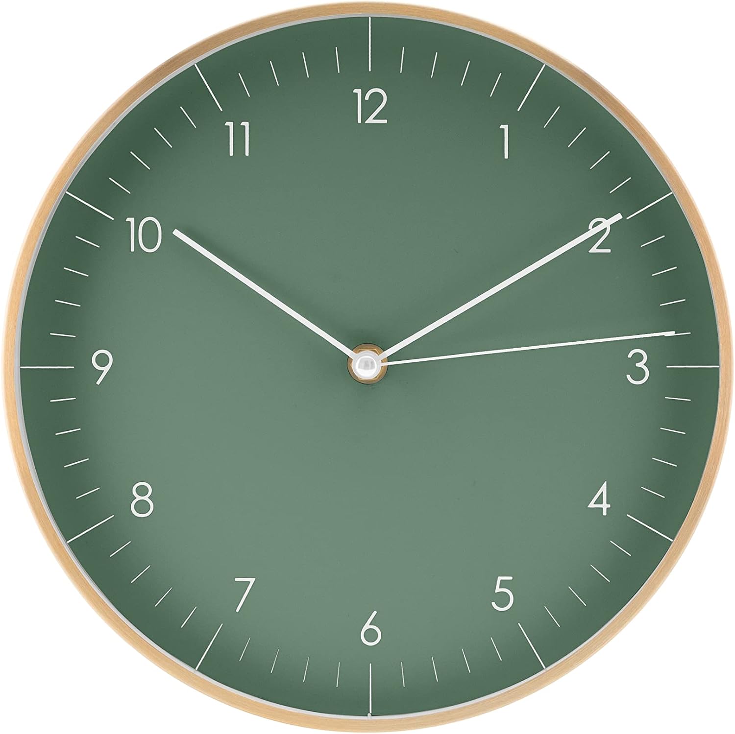 LUUK LIFESTYLE Silent Wall Clock with Quartz Mechanism, Minimalist and Modern Moving Gift Decoration, 24 cm, Green and Gold