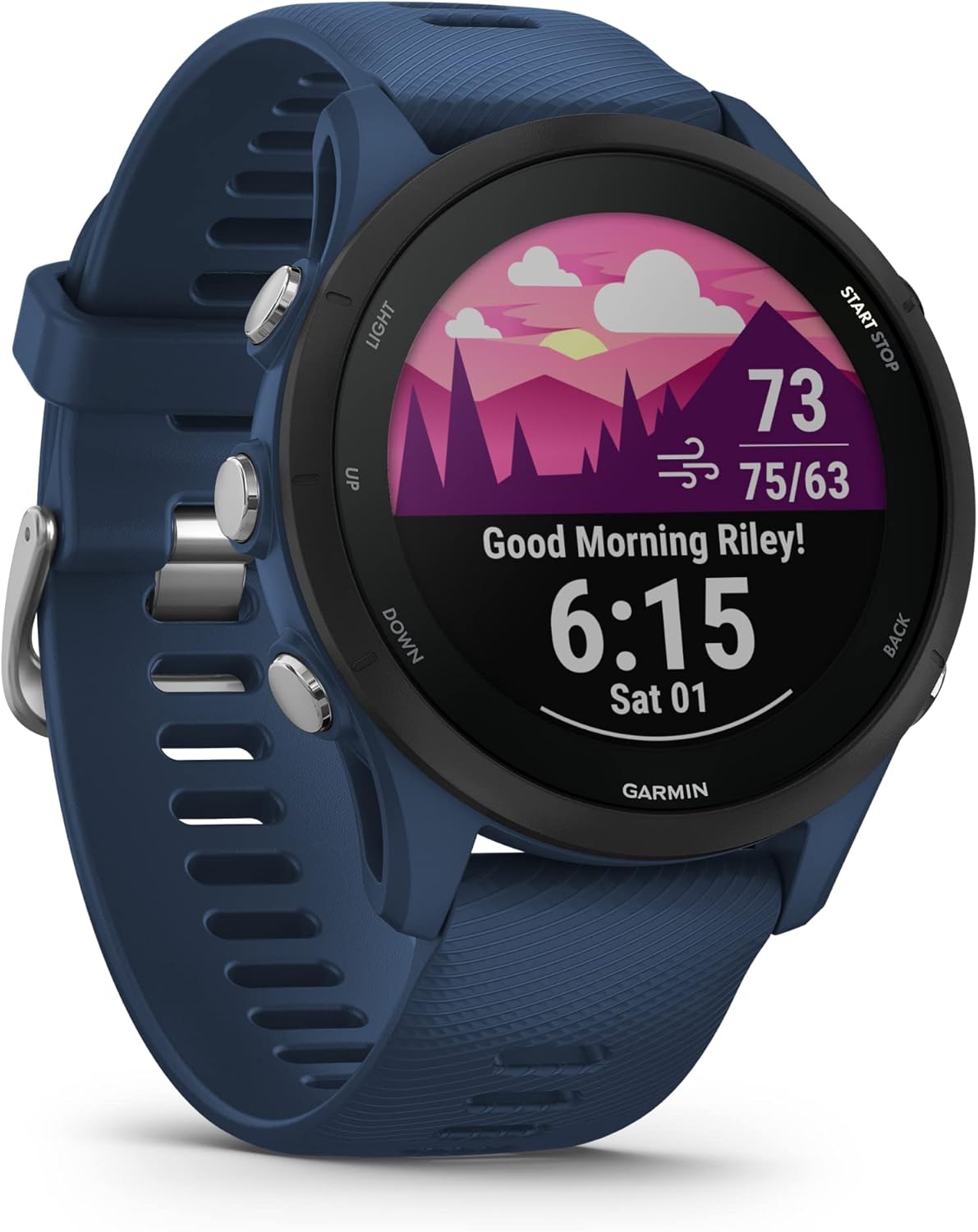 Garmin Forerunner 255 (Refurbished), Running Smartwatch, 46 mm, Multi-Band GPS, Cardio, VO2max, Running Power, Morning Report, HRV Status, Free Plans 5K, 10K and 21K, Recovery (Tidal Blue)
