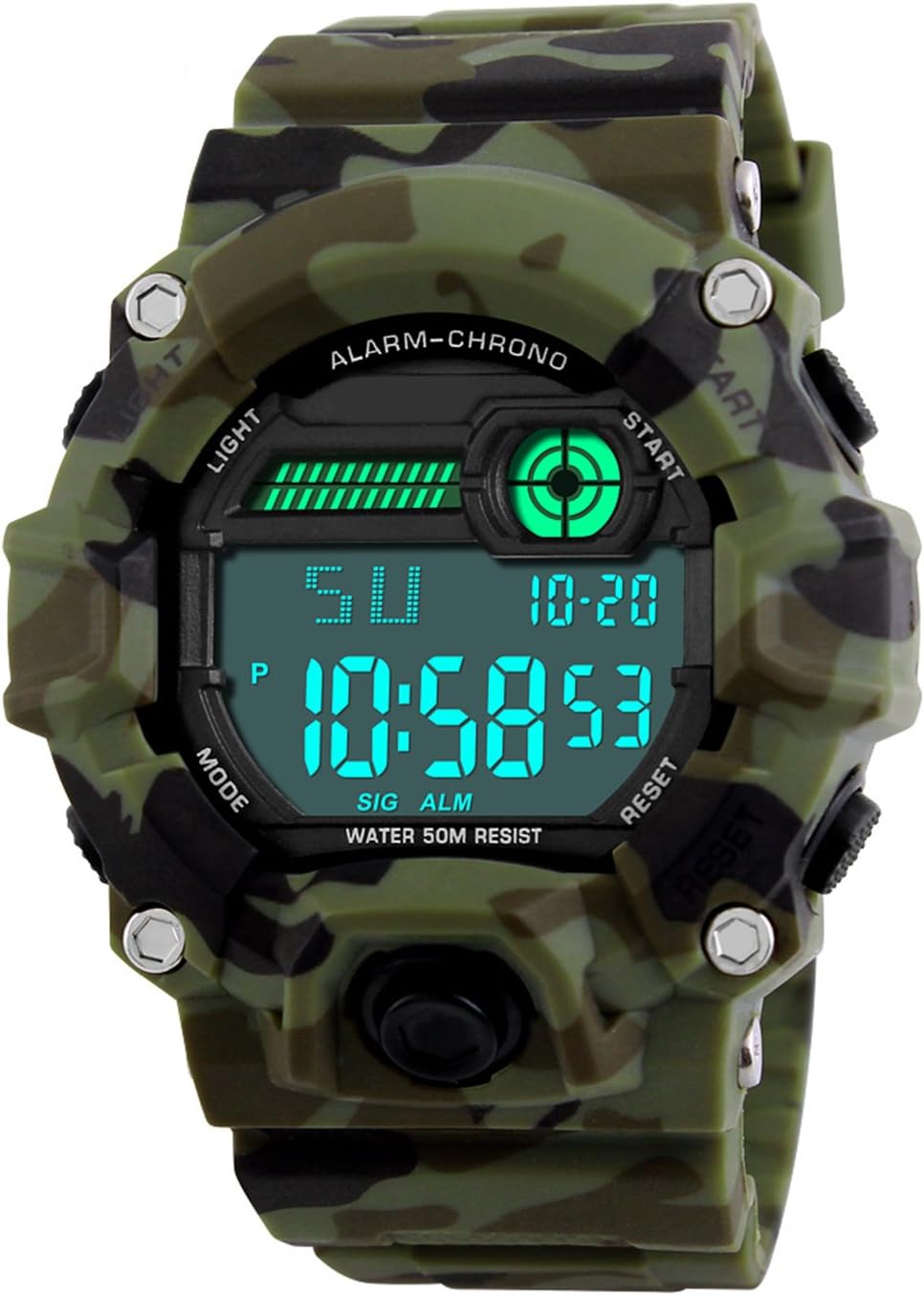 Kids Digital Sports Watch with Alarm Timer Shock Resistant 5 Bar Waterproof Camo