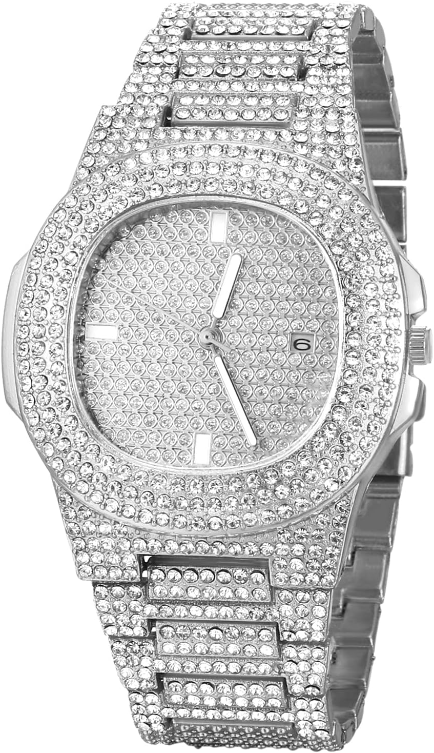 JewelryWe Women's Quartz Wrist Watch, Rhinestone Watch Bracelet Woman, No Number, Gift for Women/Friends/Girlfriend/Mom