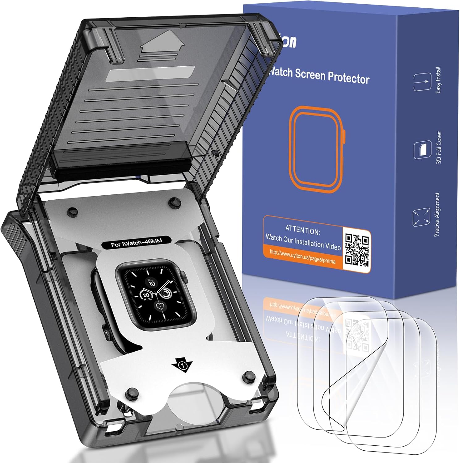 Uyiton for Apple Watch Series 11/10 46 mm Protective Film, 4 Pieces Self-Regenerating Film Support ID Fingerprint, EPU Soft Easy Installation Film for iWatch 46 mm