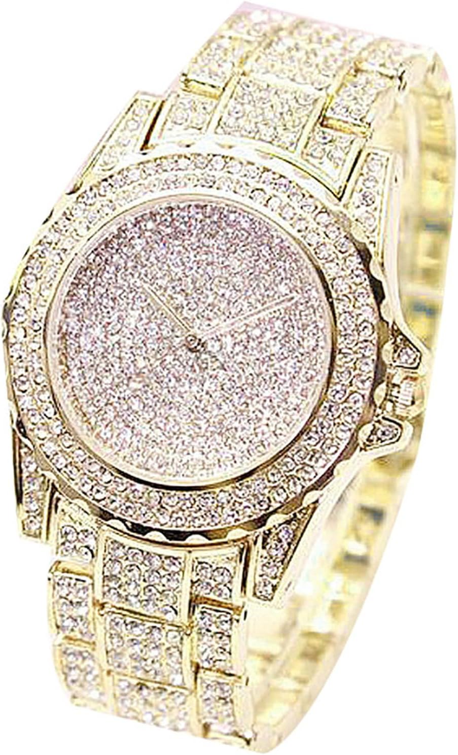 Ladies Luxury Bling Rhinestone Round Quartz Wrist Watch