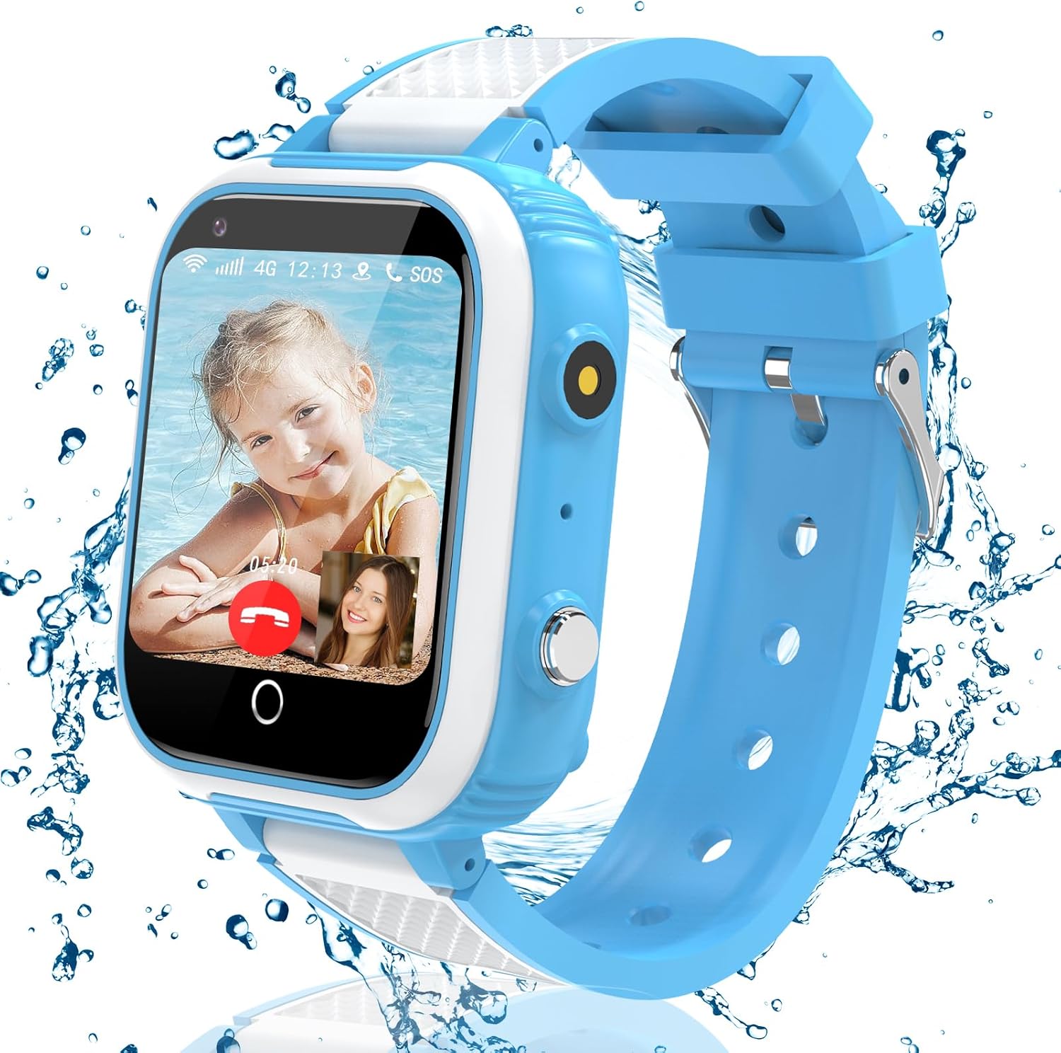 4G Children's Smartwatch with GPS Video Calls, Children's GPS Watch Phone with SIM SOS IP68 Waterproof Alarm Alarm Games Class Mode, Gifts for Girls Boys