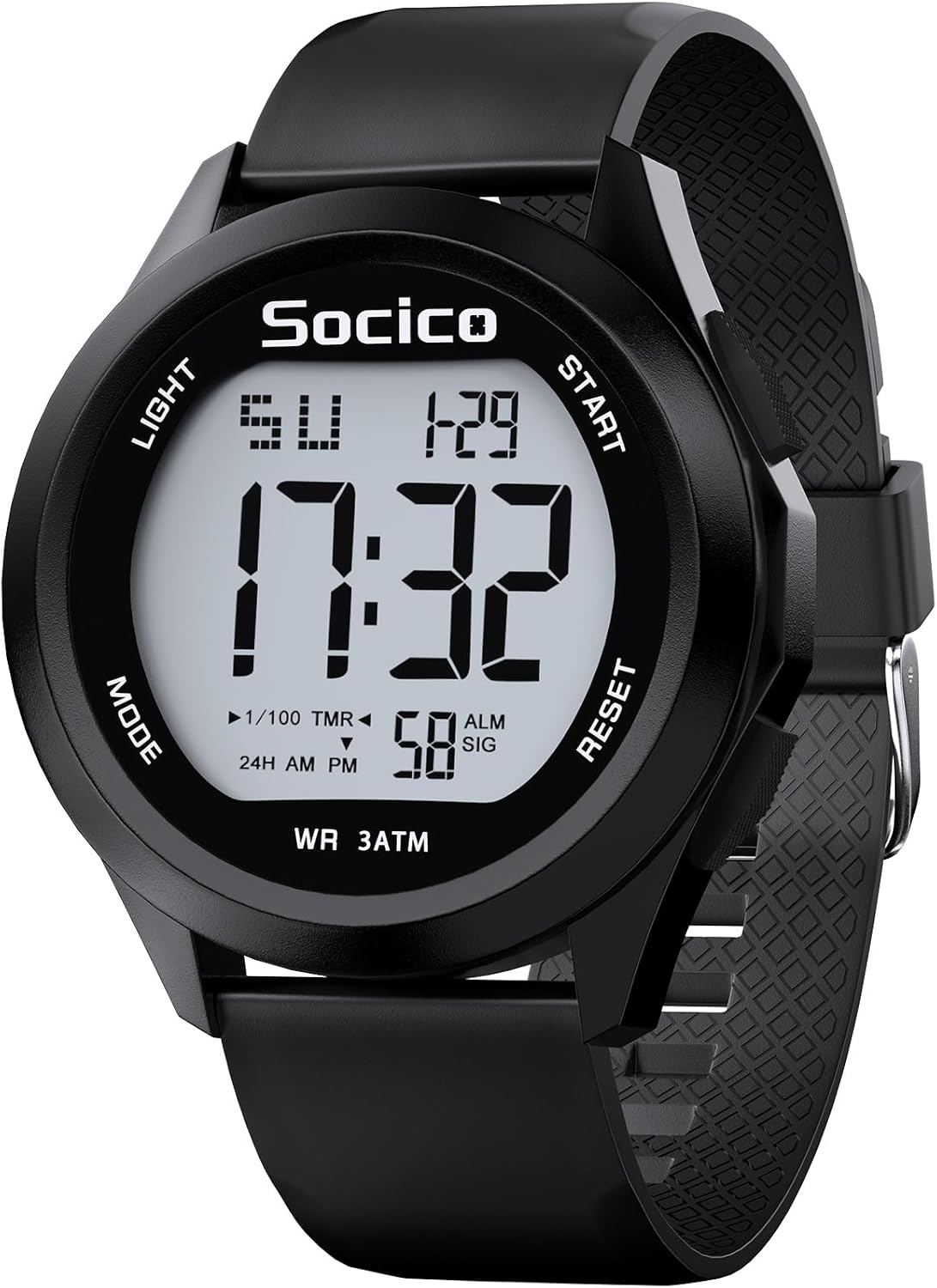 SOCICO Men's Digital Watch Sports Military Waterproof Chronograph LED Illuminated Alarm Date Sport Watch