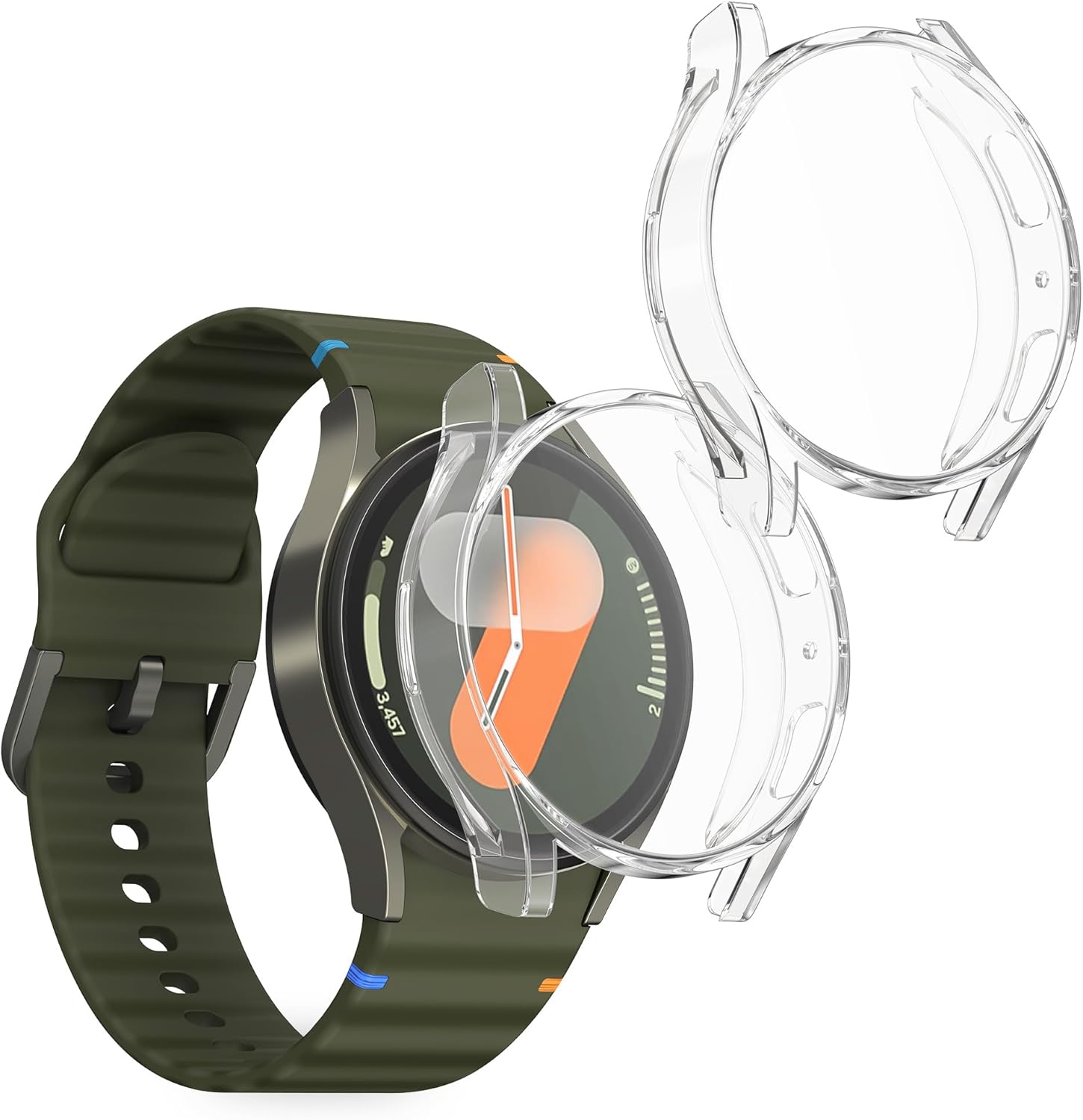 kwmobile Set of 2 Smartwatch Case Compatible with Samsung Galaxy Watch 7 40 mm Cover – Silicone Case Protection Fitness Watch Transparent