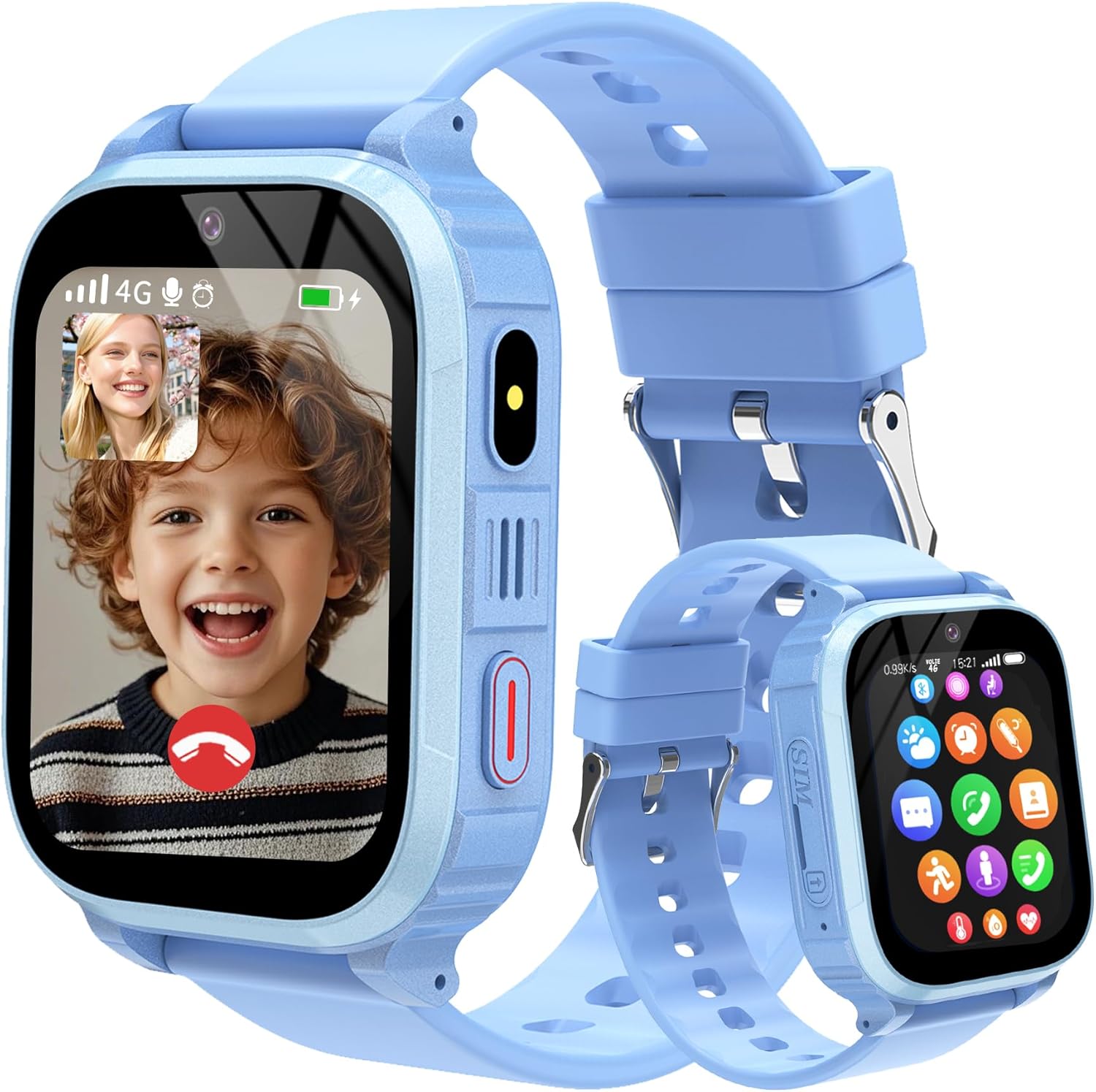 4G Children's Smartwatch Watch, SOS Phone, GPS Tracking, Video Calls, Voice Chat, Games, School Mode, Alarm, Smart Watch for Girls and Boys