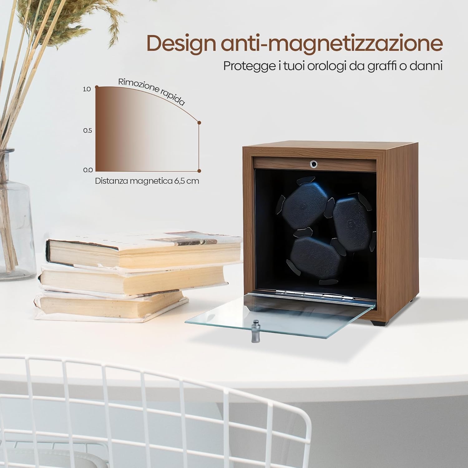 Olvy Watch Winder for 3 Watches, Watch Winder with Ultra Silent Motor, Flexible Cushion for Watches, Wooden Watch Winder