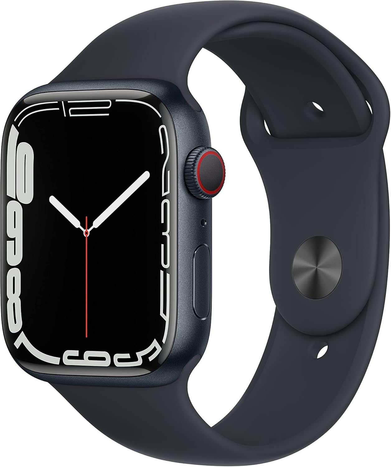 Apple Watch Series 7 (GPS + Mobile Phone, 45 mm) Aluminium Case Midnight with Midnight Sport Strap (Refurbished)