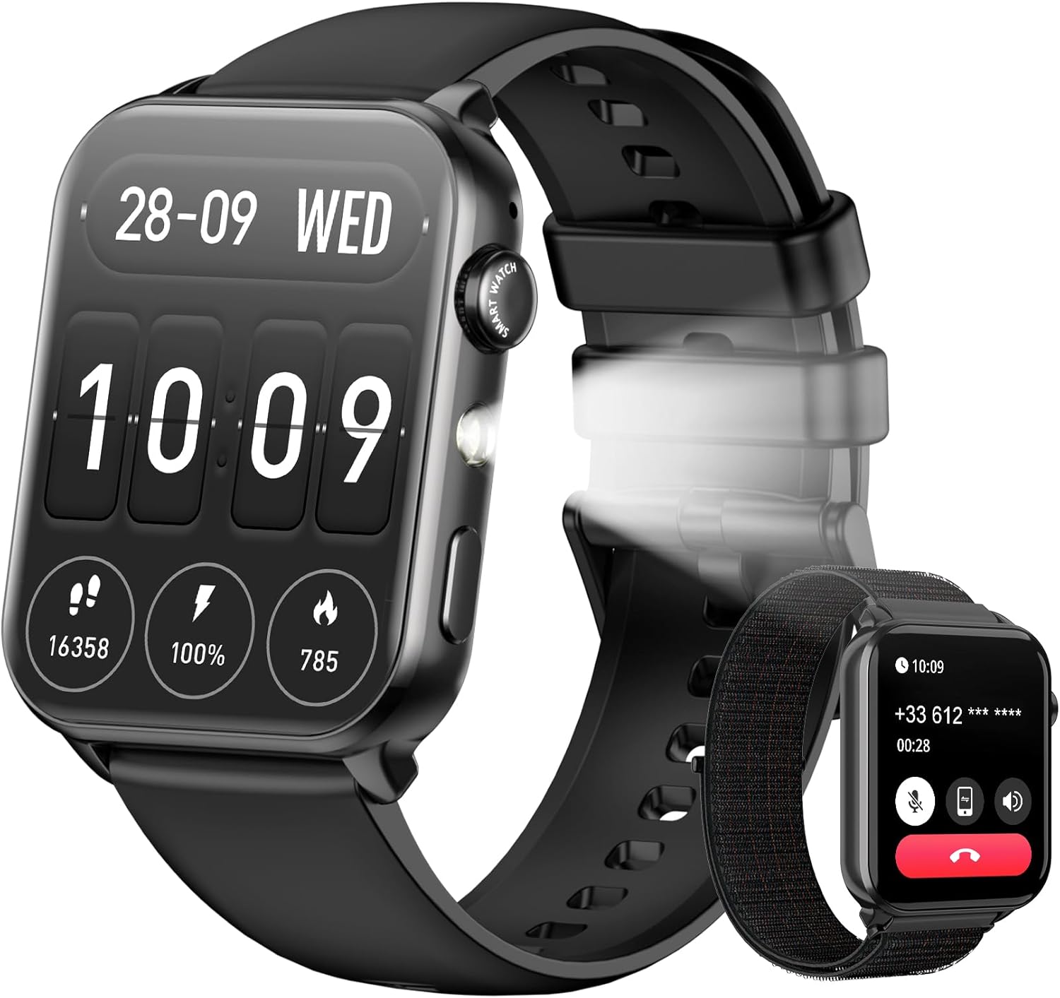 Smartwatch Men Women, 2025 Smartwatch for Men with Torch, Bluetooth Calls, 100+ Sports Modes, Heart Rate Monitor/SpO2/Sleep Monitor, IP68 Waterproof for Android iOS