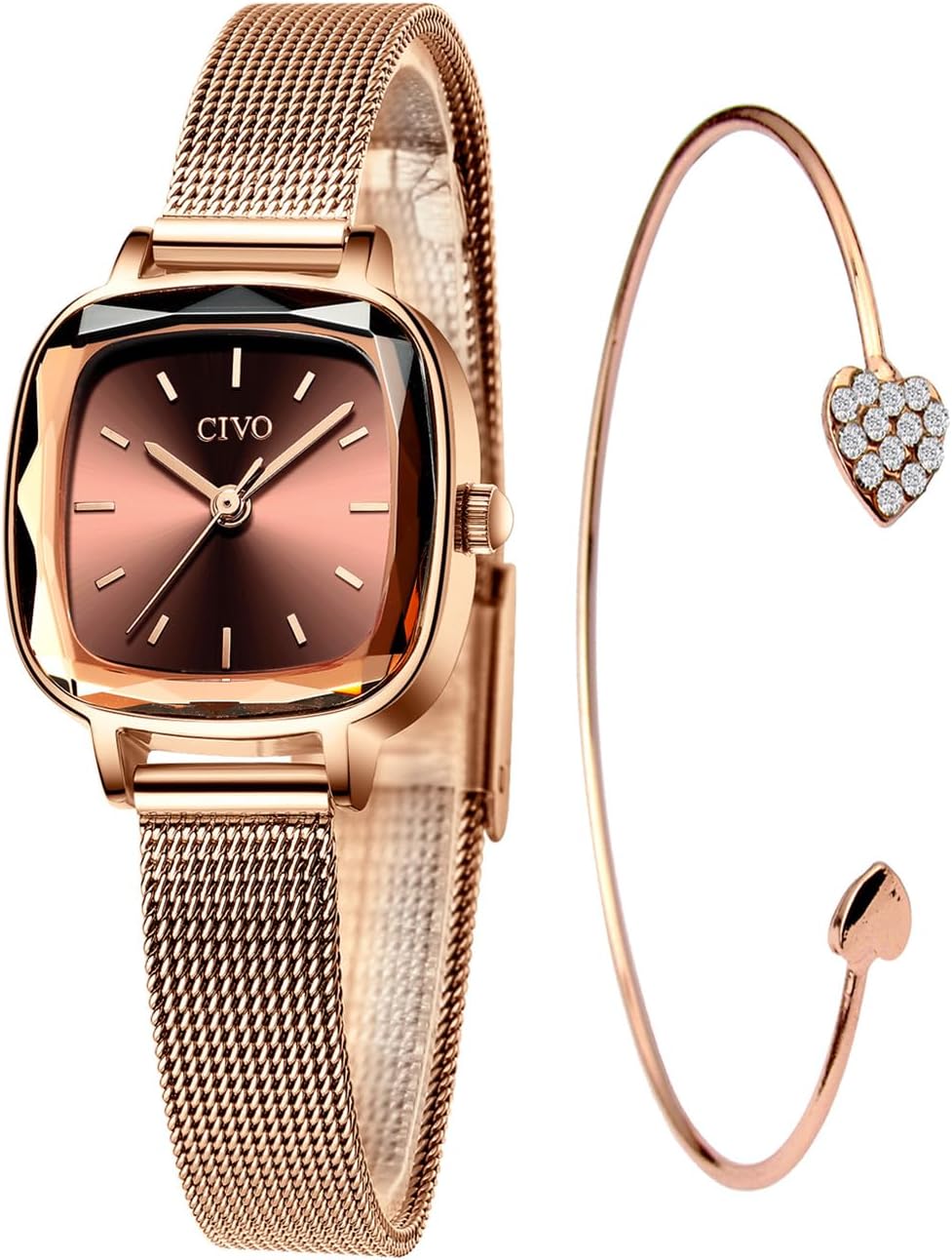 CIVO Women's Vintage Square Small Elegant Retro Watch with Bracelet Gift