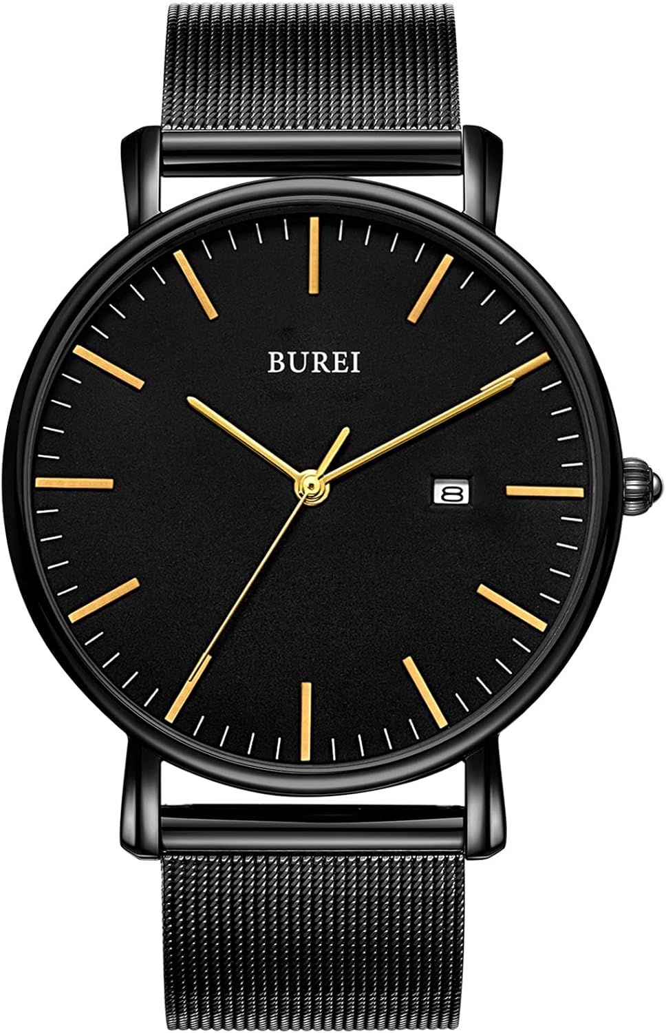 BUREI Mens Watch Modern Minimalist Elegant Big Dial Classic Leather Strap Mens Watch