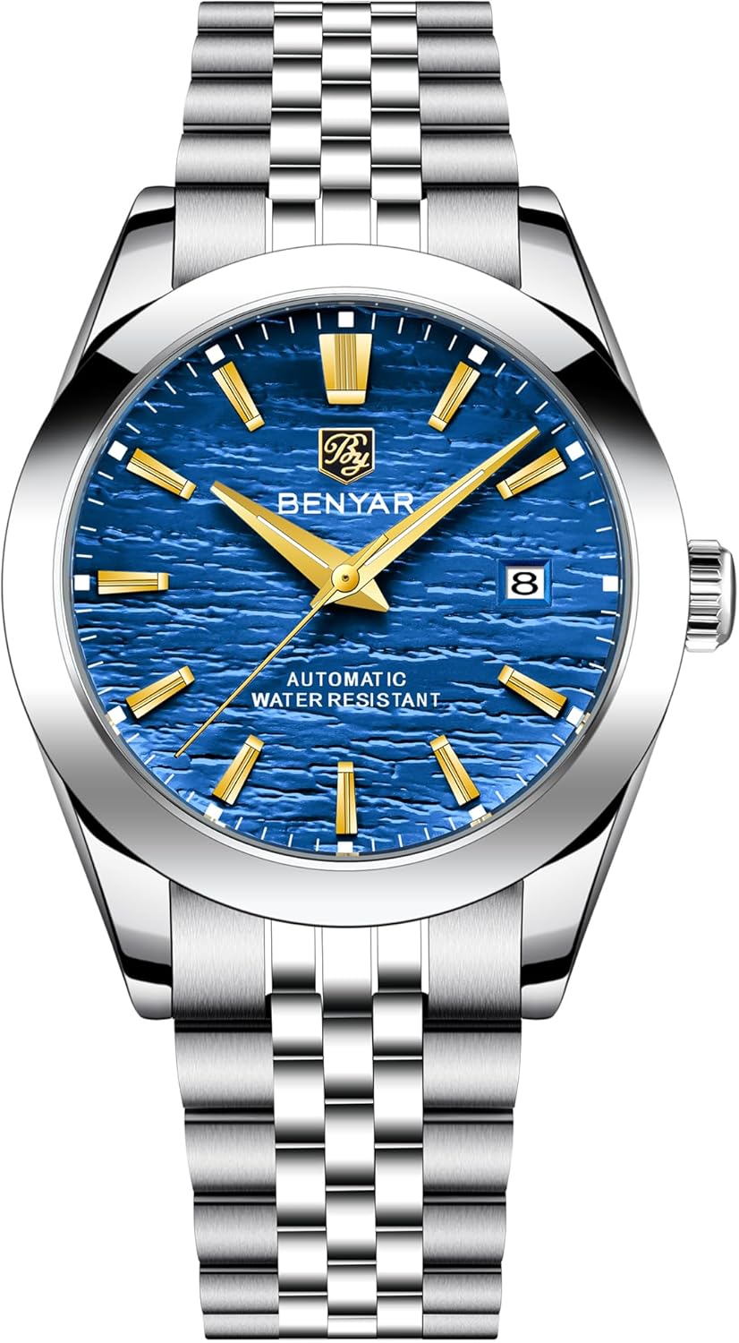 BENYAR BY5209 Men's Automatic Mechanical Watch 40MM Waterproof Stainless Steel Band Luminous Casual Men Watch Date