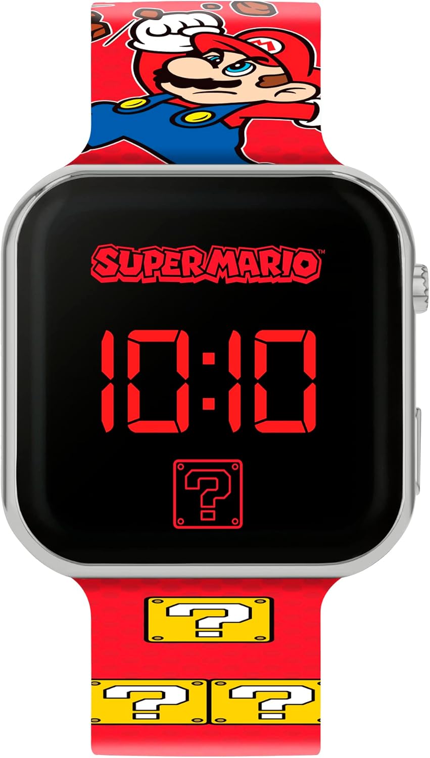 Mario Boys GSM4107 Digital Quartz Watch with Plastic Strap, Red Printed, RAL