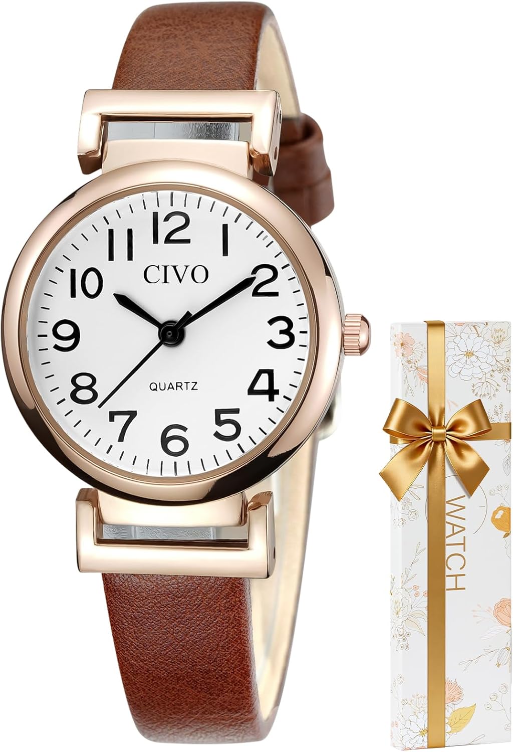 CIVO Women's Watch Leather Strap Classic Analogue Quartz Waterproof Gift Small Women's Wrist Watch
