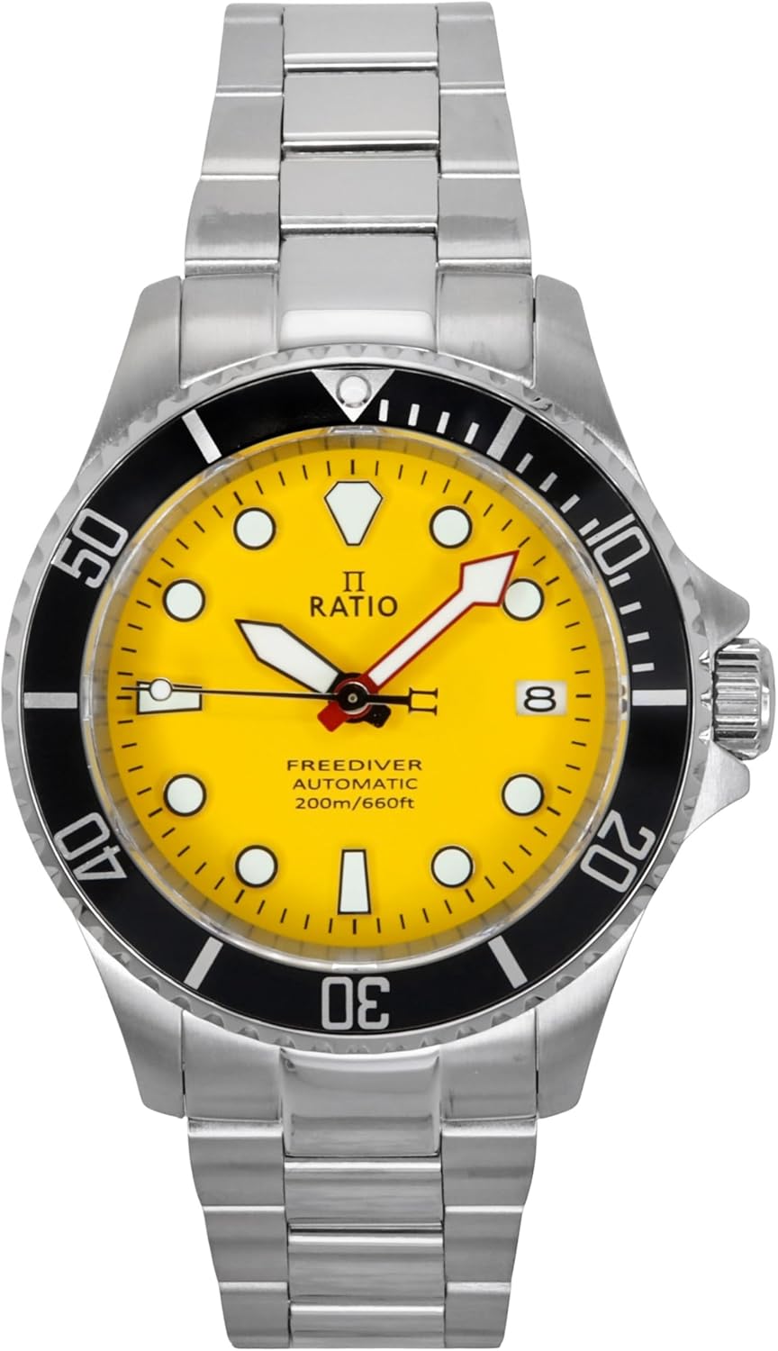 RATIO FreeDiver, orologio subacqueo con vetro zaffiro giapponese, automatico, resistente all'acqua fino a 200 m, orologio subacqueo da uomo
