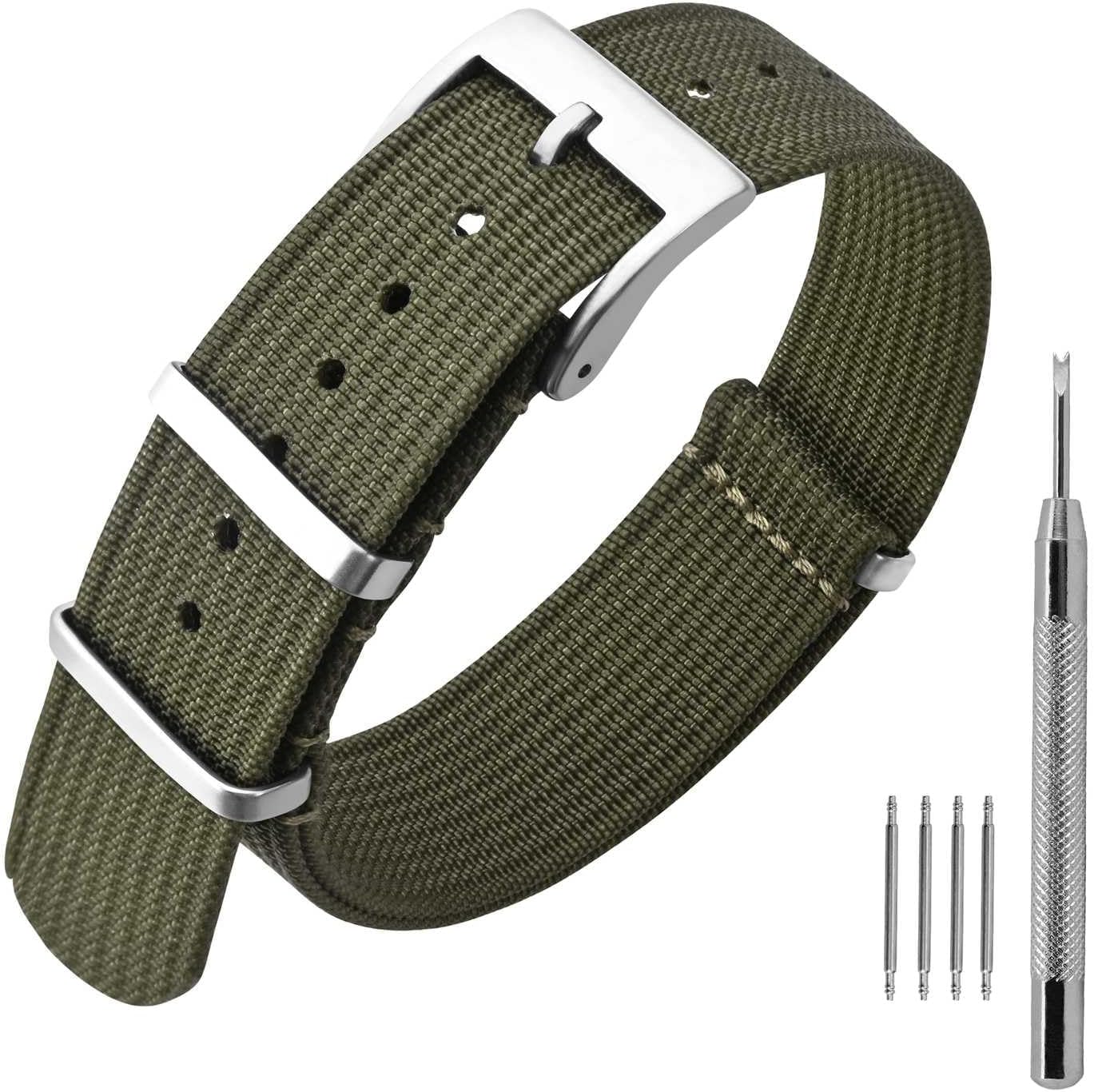ANNEFIT Nylon Watch Strap 18 mm 20 mm 22 mm for Men and Women with Stainless Steel Buckle