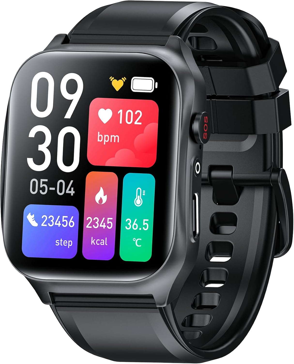 Funker - SW10 Easy Care Watch 4G - Elderly Protection Watch with Telehistory, GPS Tracker, Drop, SOS Help Button, Security Perimeter and Remote Settings, Black, 5.2 x 3.9, Black, Modern