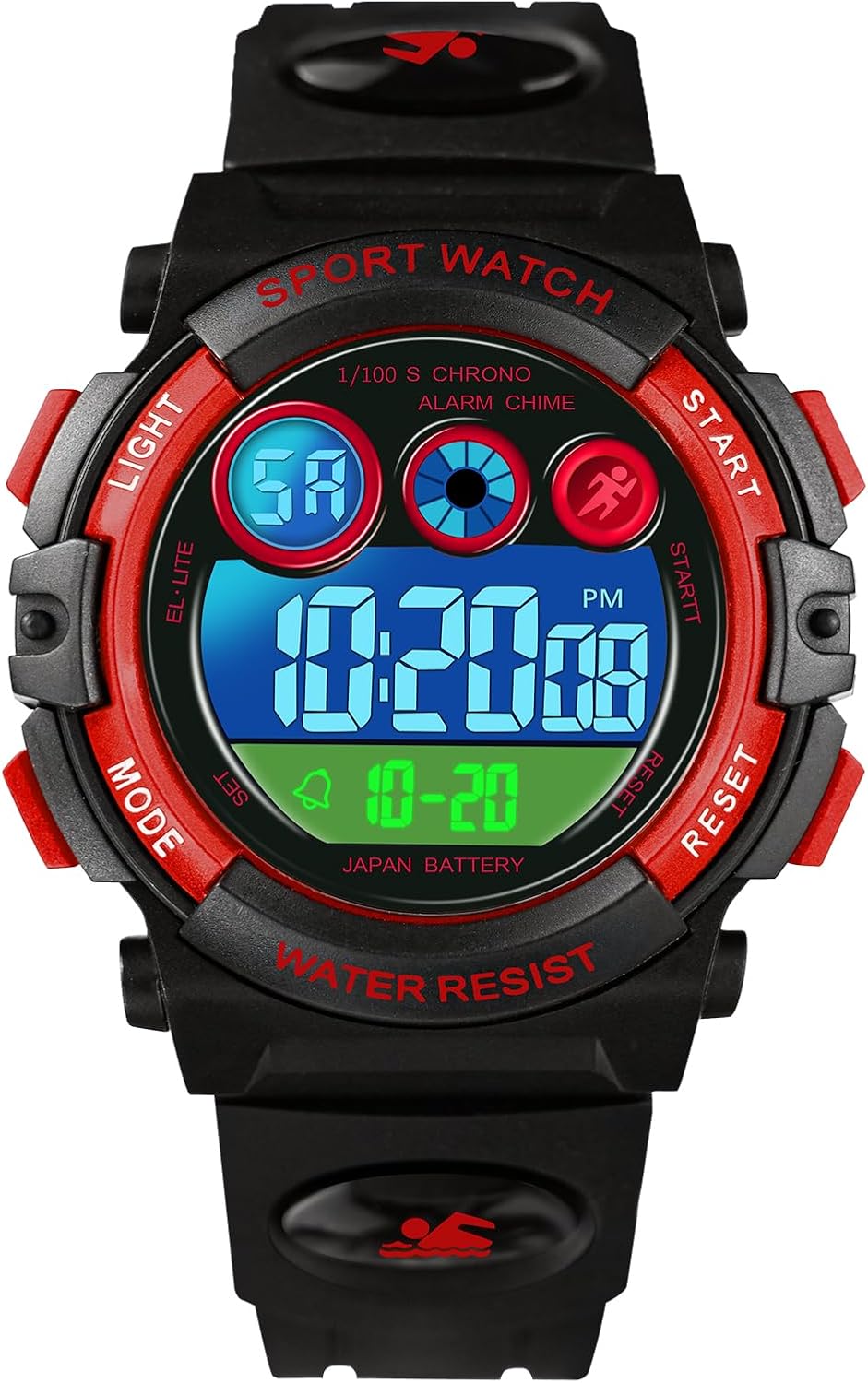 Dayllon Kids Watch Digital Outdoor Sport Waterproof Boys Watches Alarm 12/24H 7 Colorful Backlight Stopwatch for 3-15 Years Gift