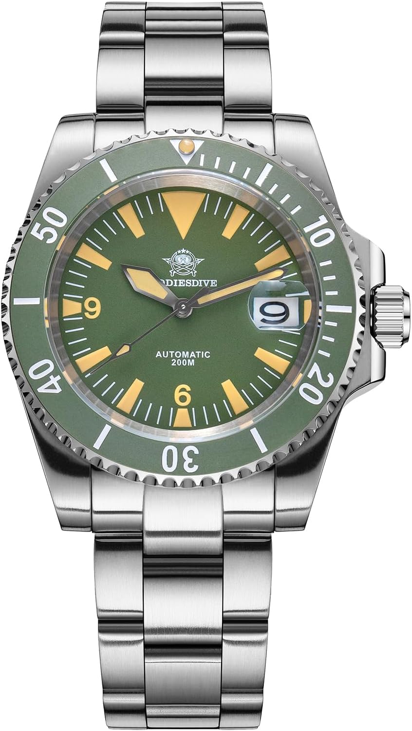 ADDIESDIVE Men's Automatic Diver Watch Retro Style Frosted Ceramic Bezel Waterproof 200M NH35A Synthetic Sapphire