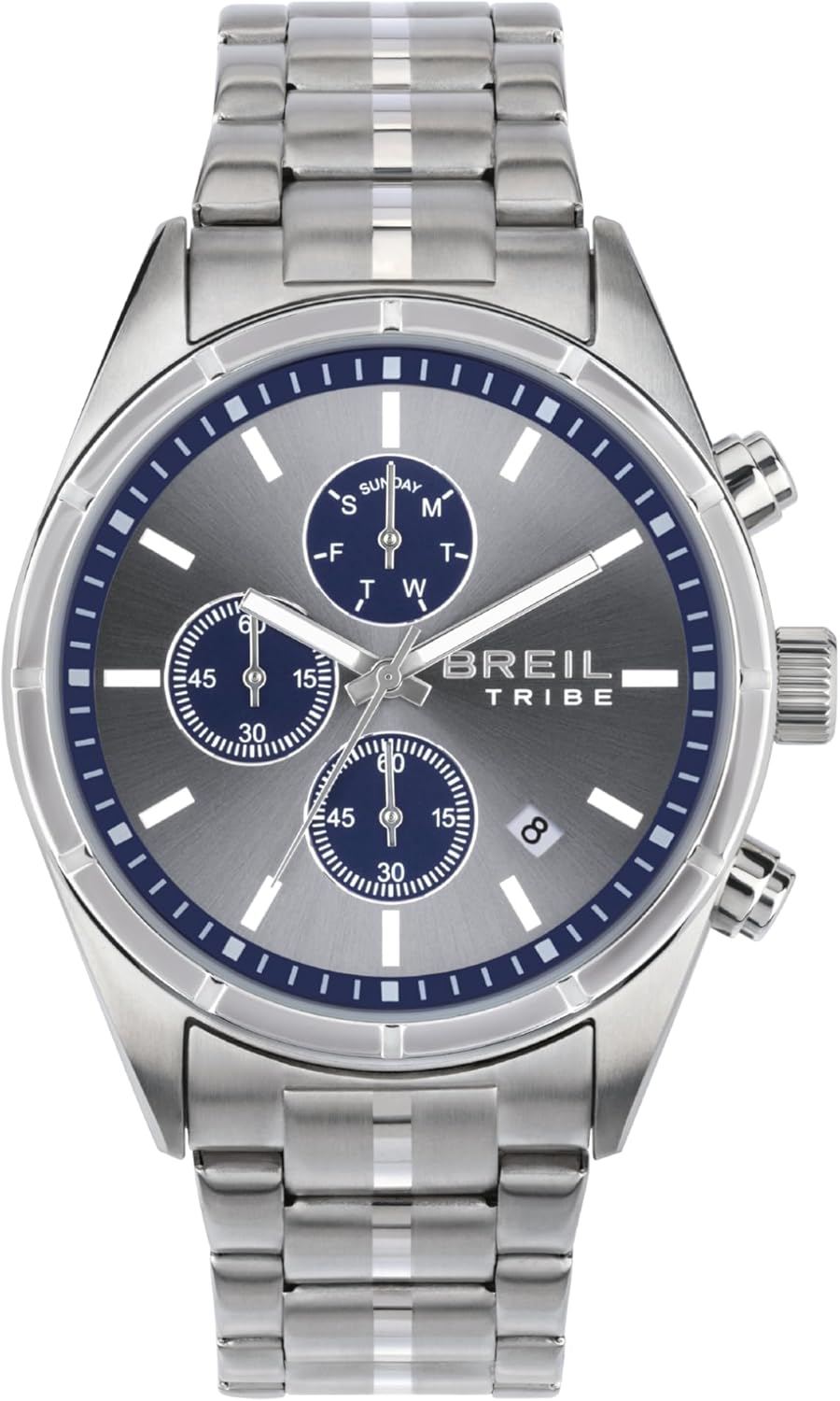 Breil, Captain Collection, Herren-Chronograph mit Armband und 42 mm Gehäuse aus Bilux-Stahl, Zifferblatt mit Sonnenschliff, Quarzwerk, Geschenkideen für Männer
