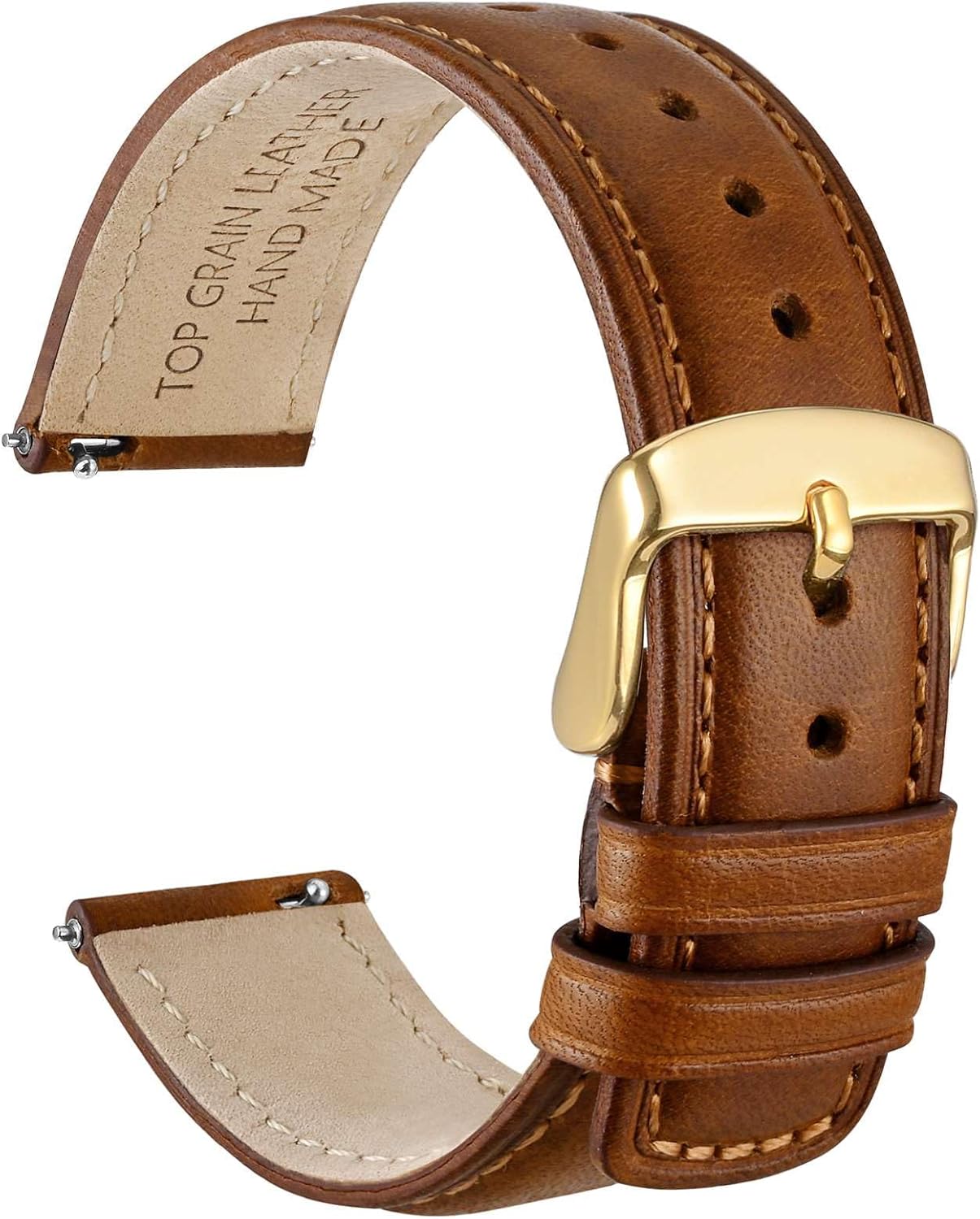 WOCCI Watch Strap, Quick Release, Distressed Genuine Leather, Stainless Steel Buckle, Band Width 18 mm 19 mm 20 mm 22 mm 24 mm
