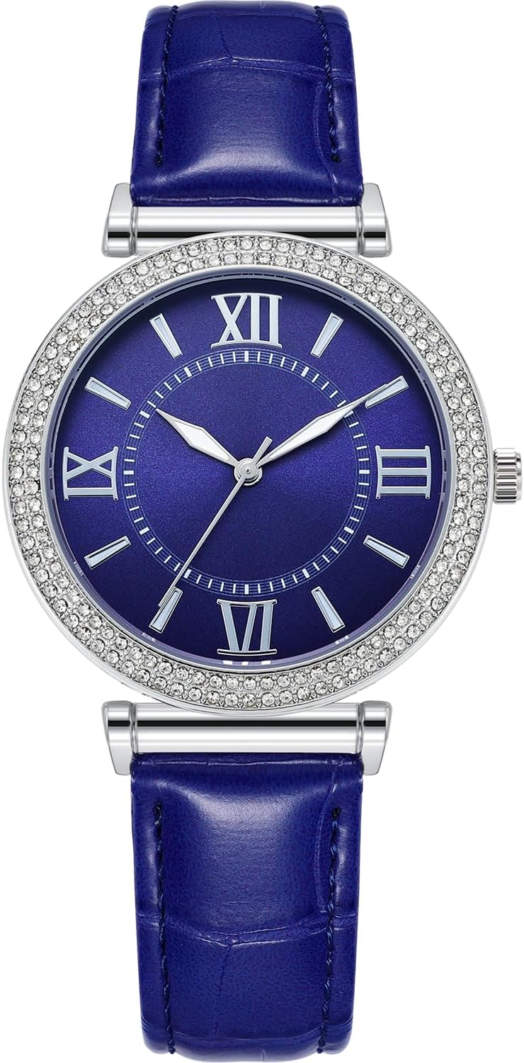 NUOVO Ladies Watches 39.5mm Rhinestone Bezel Elegant Watch Water Resistant 30M Large Ladies Watches Fashion Watches for Women