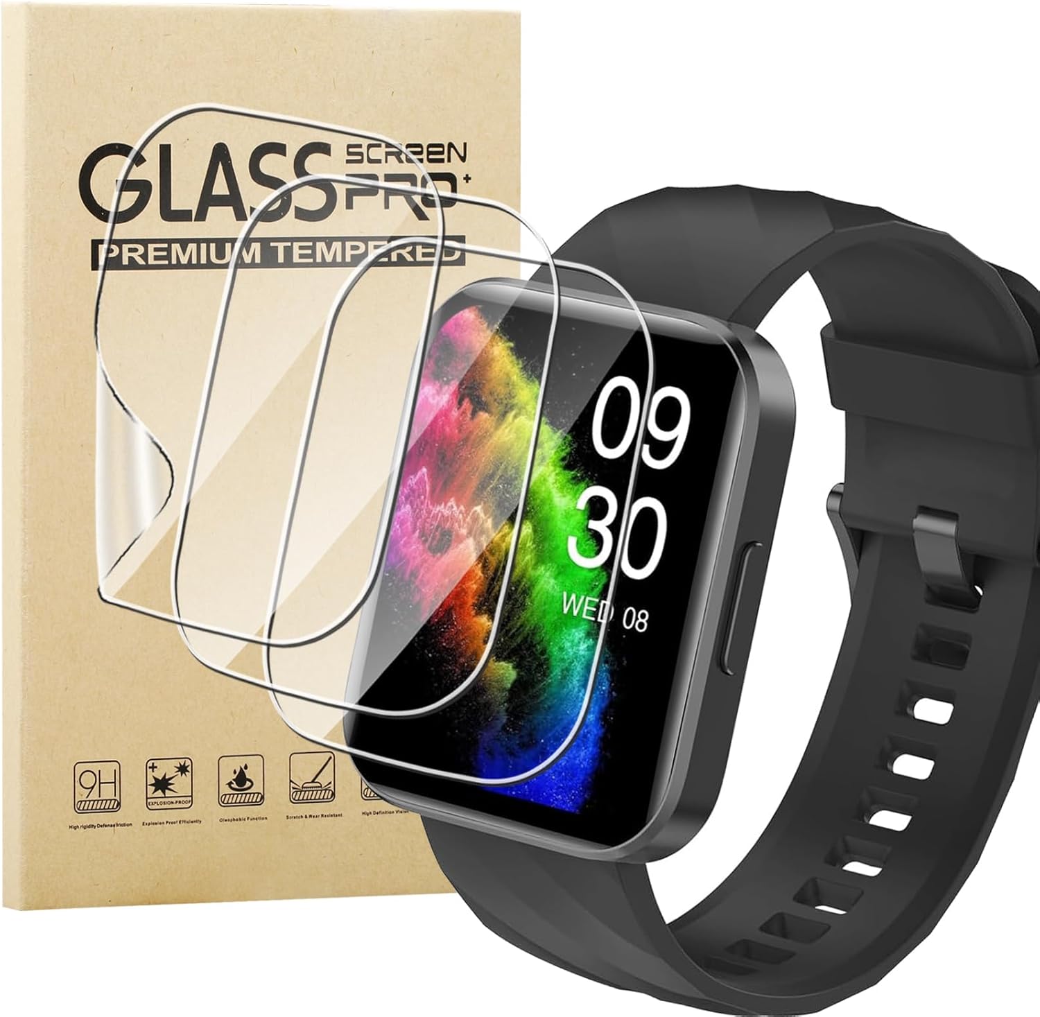 Ruimen H1 3 Pieces Protective Film for Ruimen H1 Smartwatch 1.85 Inches, HD Transparent Anti-Scratch Screen Protection, Bubble Free, Soft TPU Protective Film for Ruimen H1