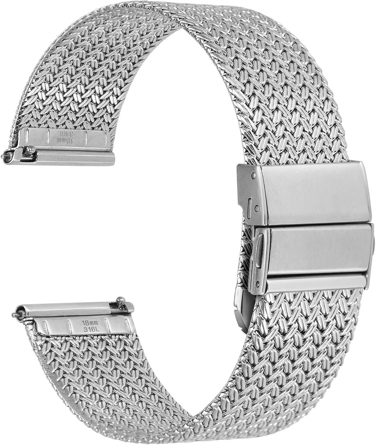 WOCCI Elite Metal Watch Bands for Women and Men, 316L Stainless Steel Mesh Strap, Quick Release, Upgraded Folding Clasp, 14mm 16mm 18mm 20mm 22mm