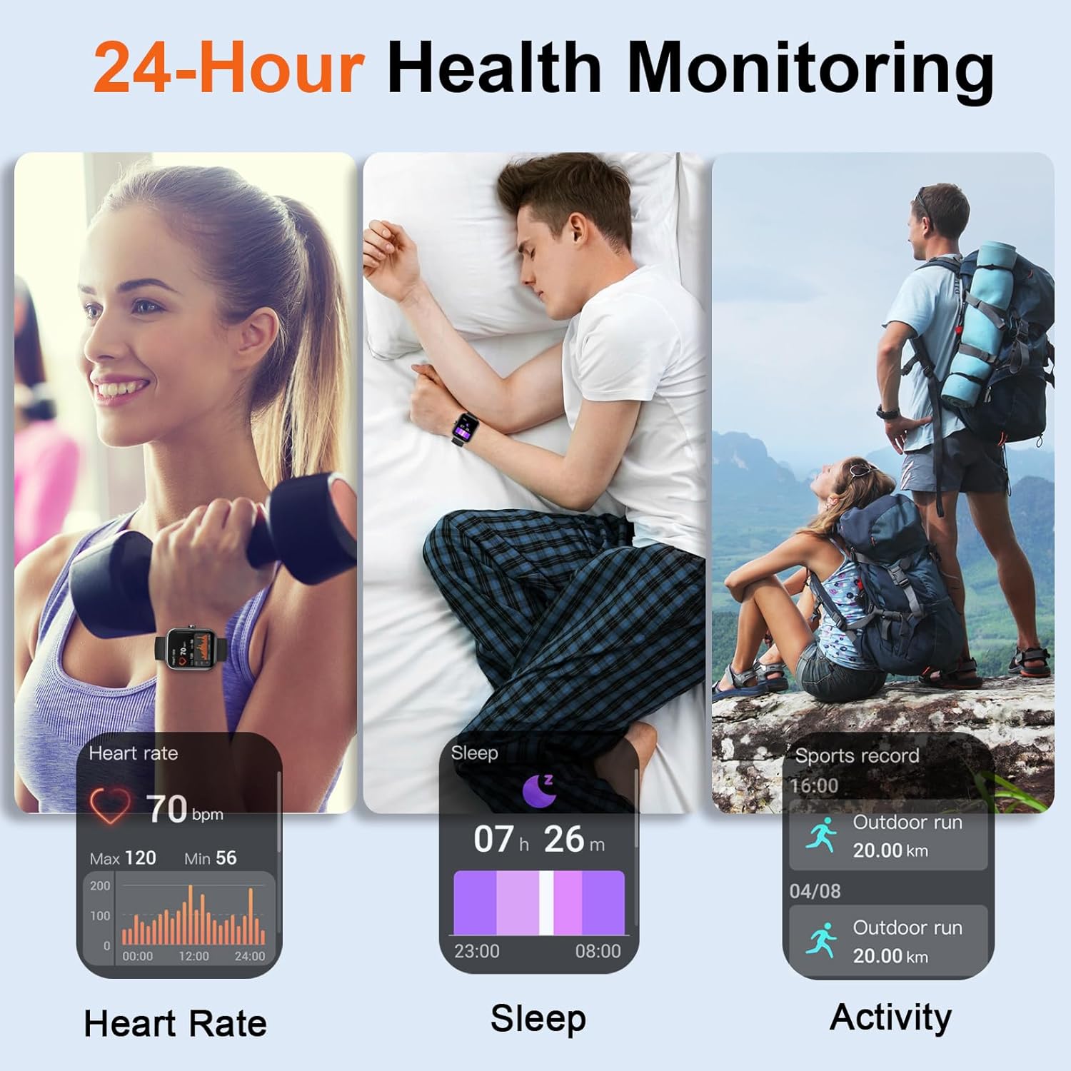 Smartwatch for Men and Women, 1.96 Inches Smartwatch with Calls/Answers, 110 + Sports Fitness Tracker with Heart Rate Monitor Sleep Pedometer, Waterproof IP68 Smart Watch for Android/iOS
