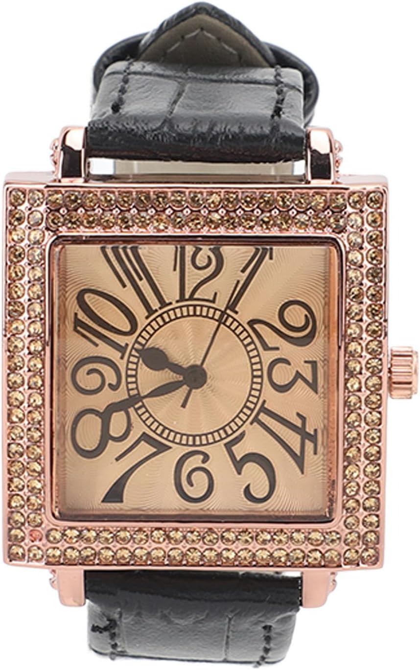 Ladies Retro Style Square Dial Large Number Display Accurate Timekeeping Date Travel Watch