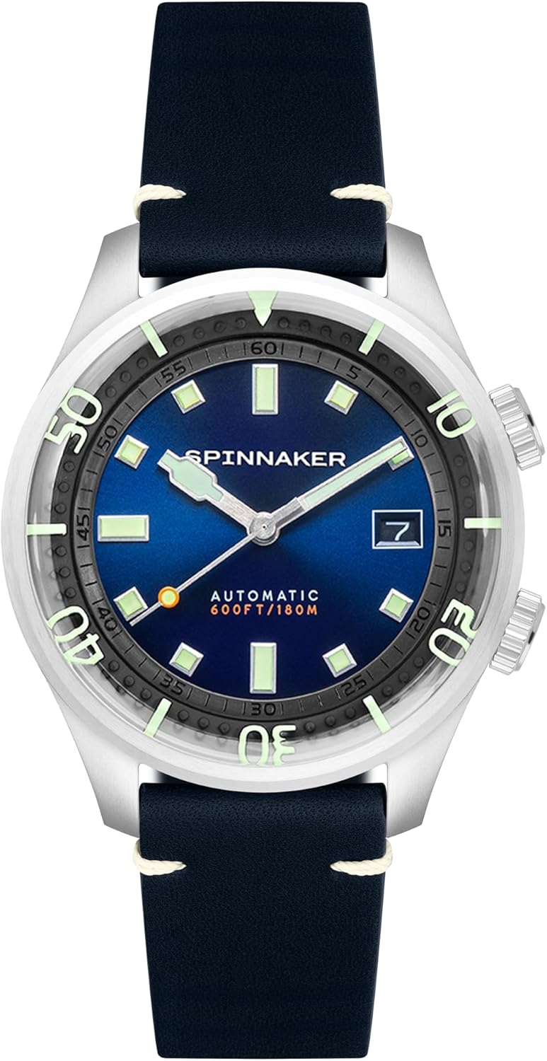 Spinnaker Bradner Men's 42mm Automatic 3 Hand Watch with Genuine Leather or Stainless Steel Strap SP-5062