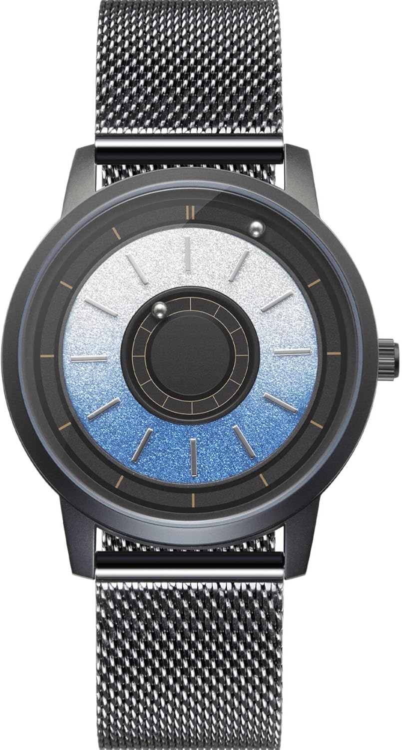 EUTOUR Men's Magnetic Fashion Simple Ball Bearing Quartz Wrist Watches with Stainless Steel Strap 40 mm