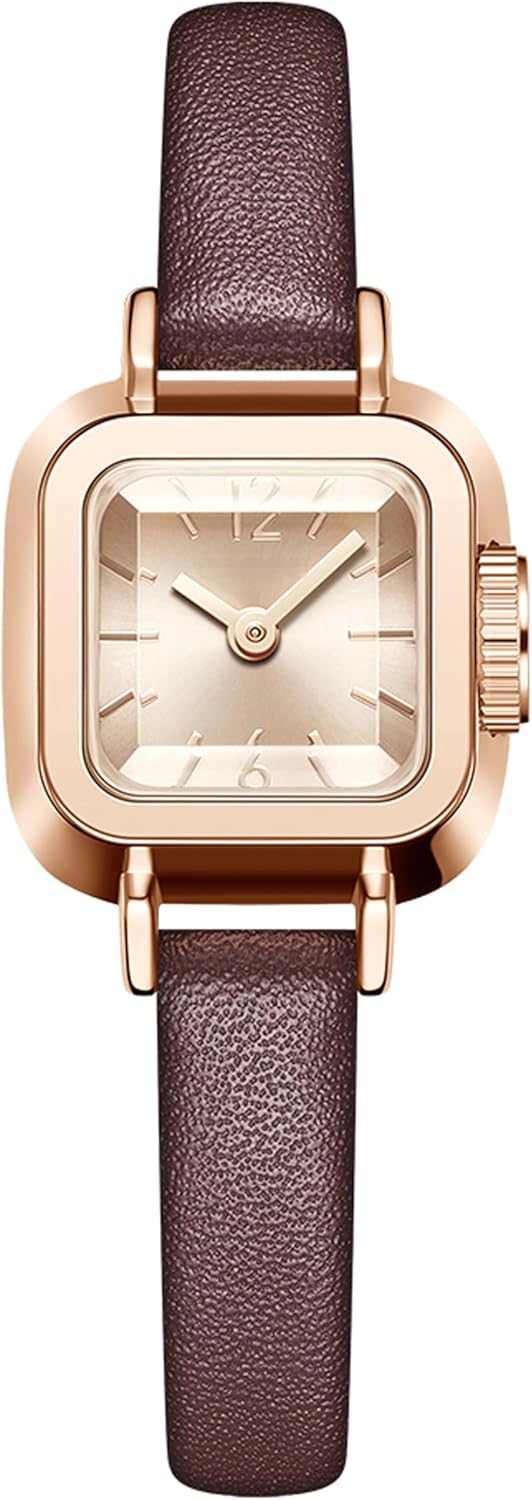 findtime Women's Square Vintage Designer Watches for Women Classic Elegant Wrist Watch for Small Wrists Black Leather Strap