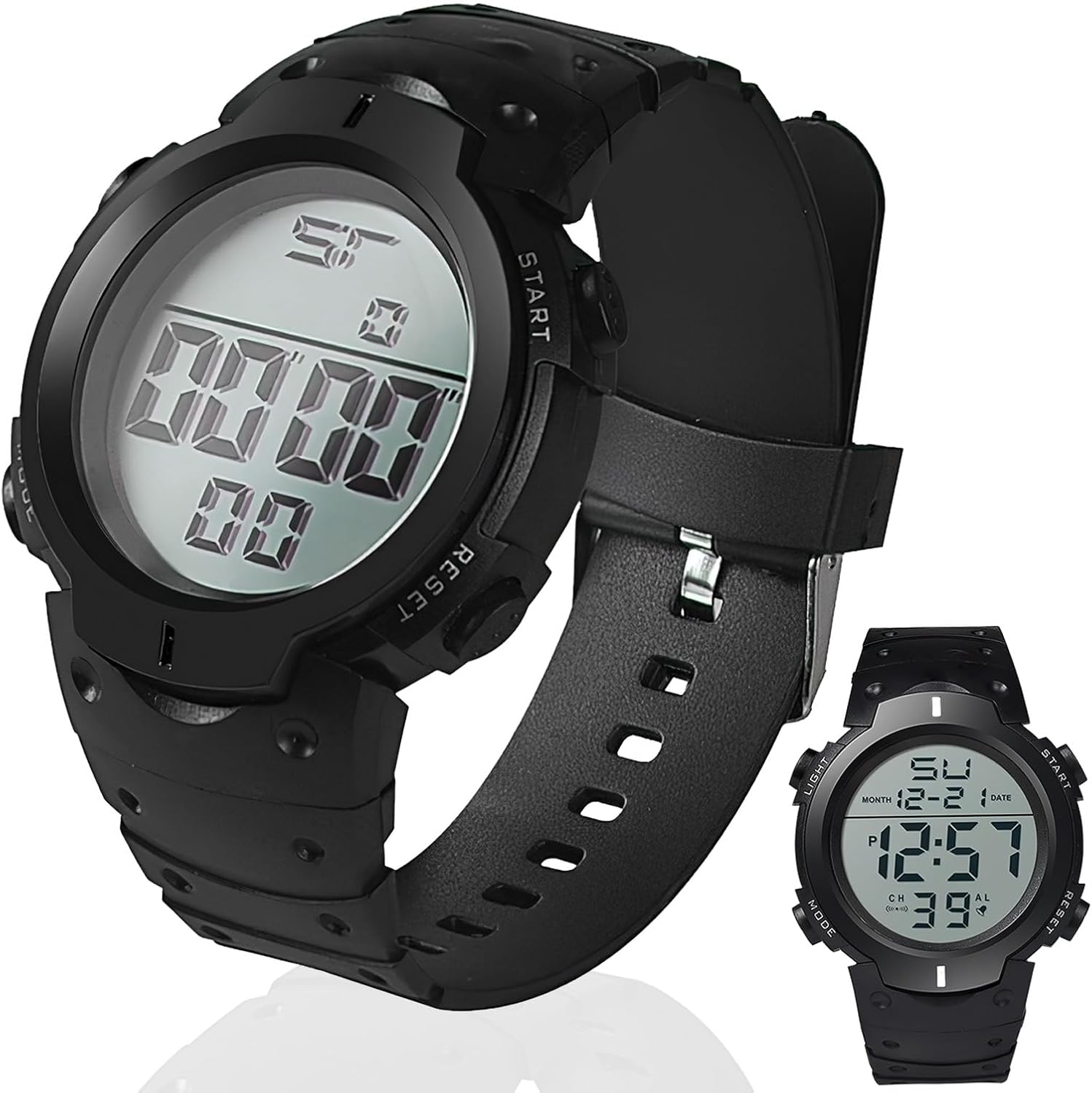 Digital Referee Watch Waterproof Stopwatch Sports Match Official Coach Military Wrist Watch with Big Dial LED Backlight for Running and