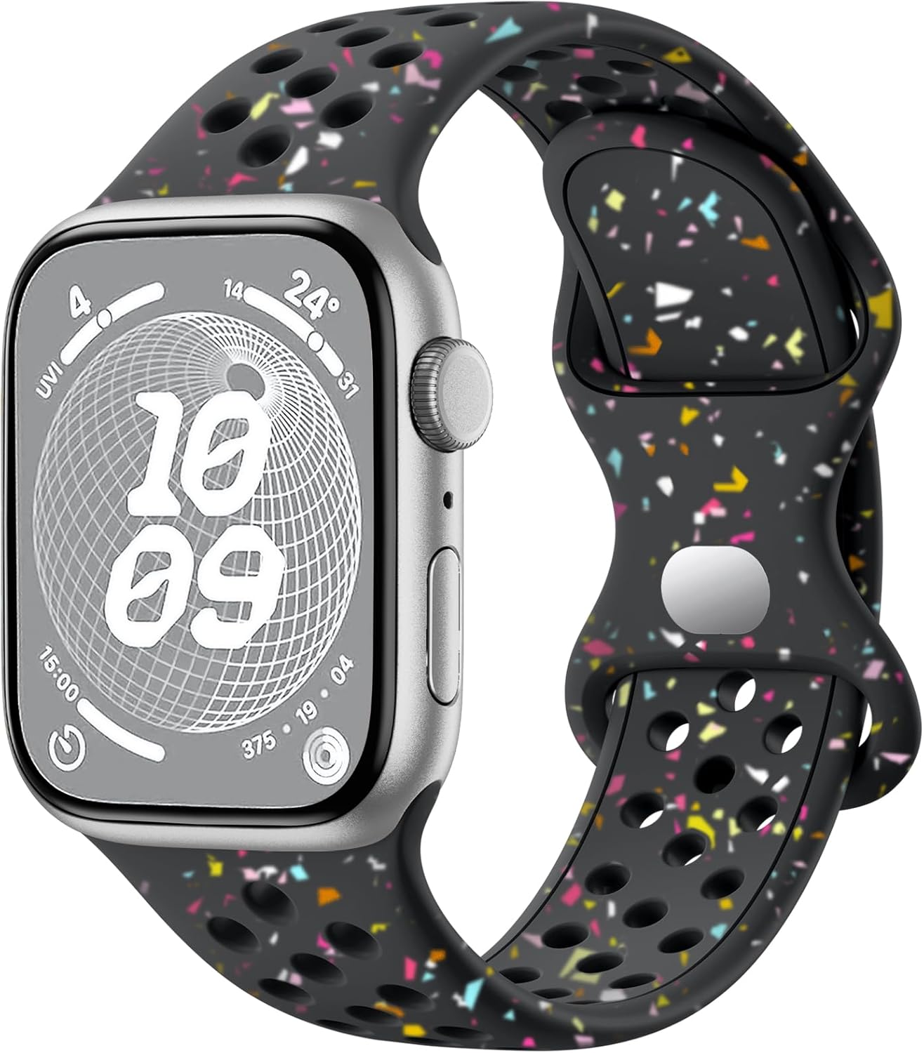 CeMiKa Sport Strap Compatible with Apple Watch Bands 38 mm 40 mm 41 mm 42 mm for Women Men Eco Friendly Recyclable Breathable Silicone Strap for iWatch Series 10 9 8 7 6 5 4 3 SE, Black