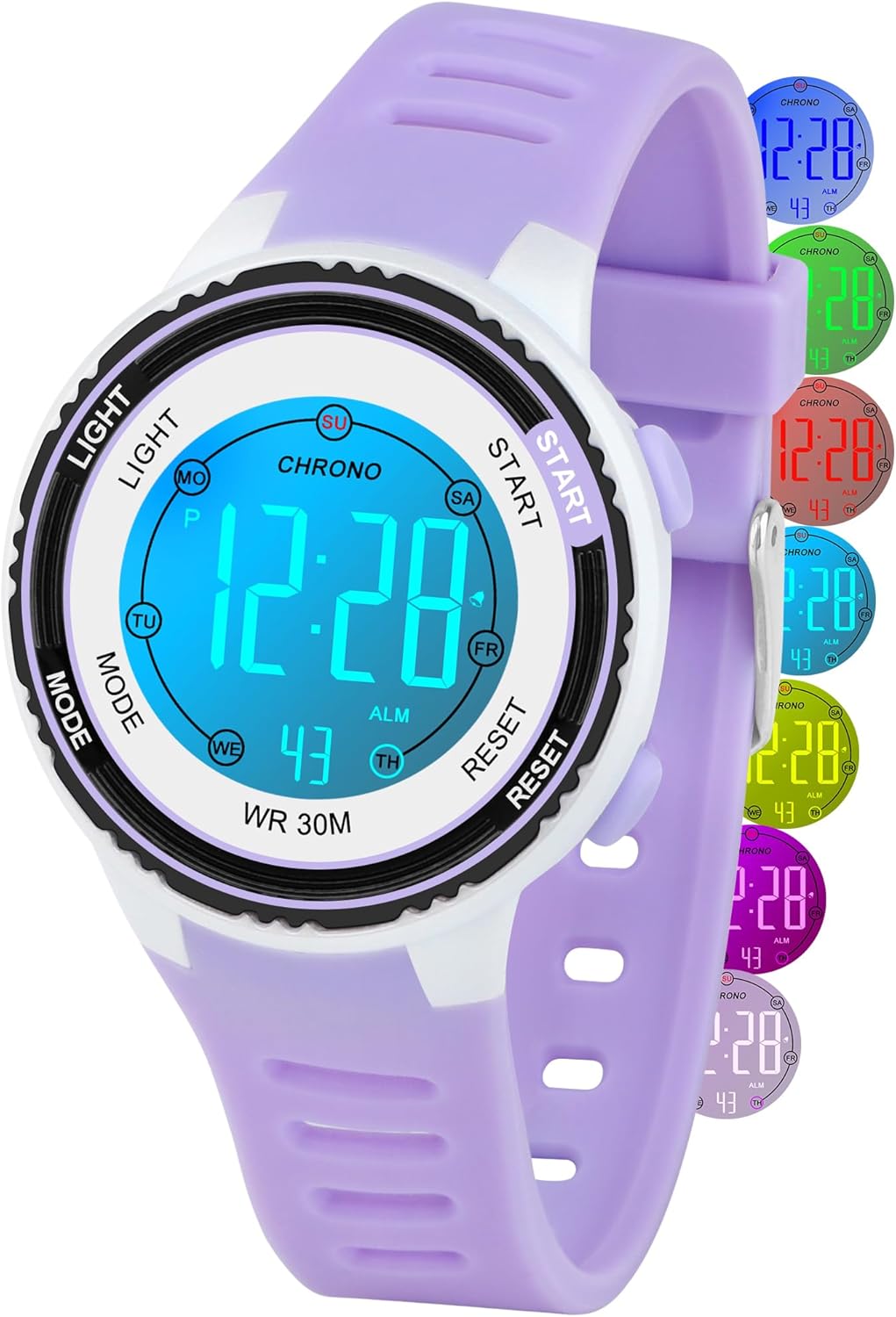 DTKID Children's Digital Watch, Boy Girl Watch, 3 ATM Waterproof Outdoor Sports Wrist Children with Timer, Alarm Clock, Calendar 5-15 Years