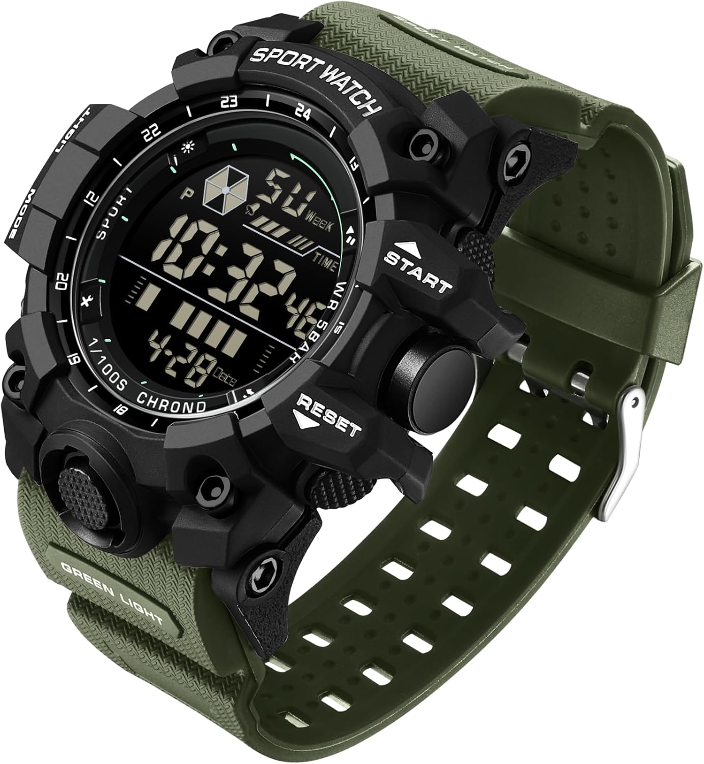 Men Military Digital Sports Waterproof Alarm Date Tactical LED Alarm Stopwatch for Men