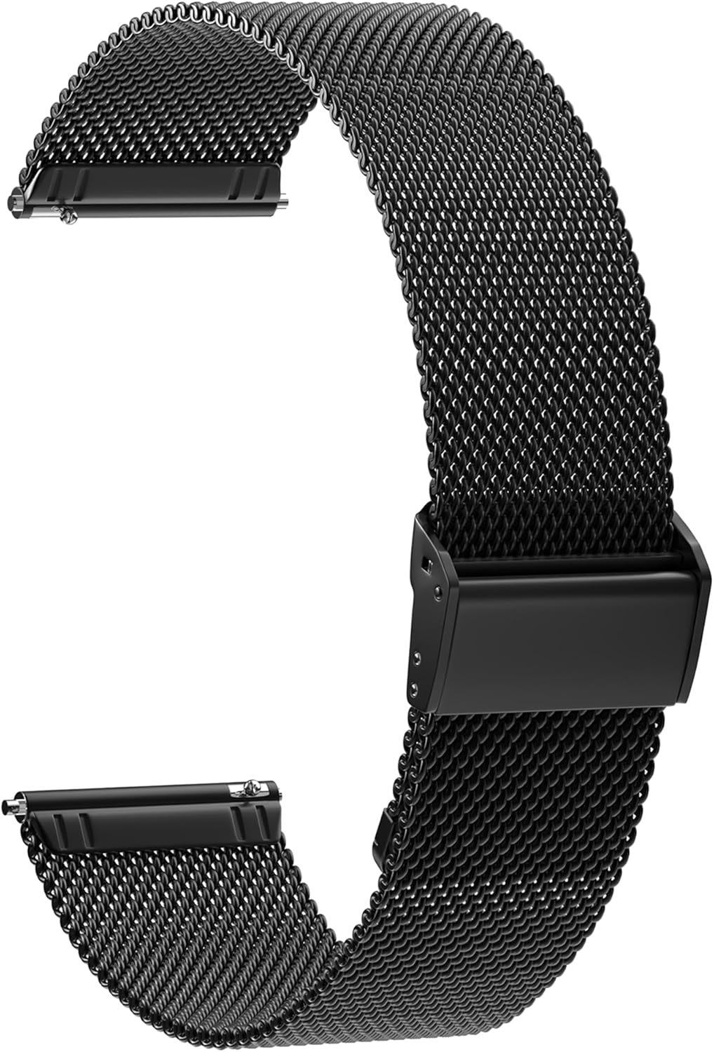 22mm Stainless Steel Mesh Watch Band, Adjustable Quick Release Replacement Bands for Smartwatch and Wrist Watches Men Women (22mm, Black)