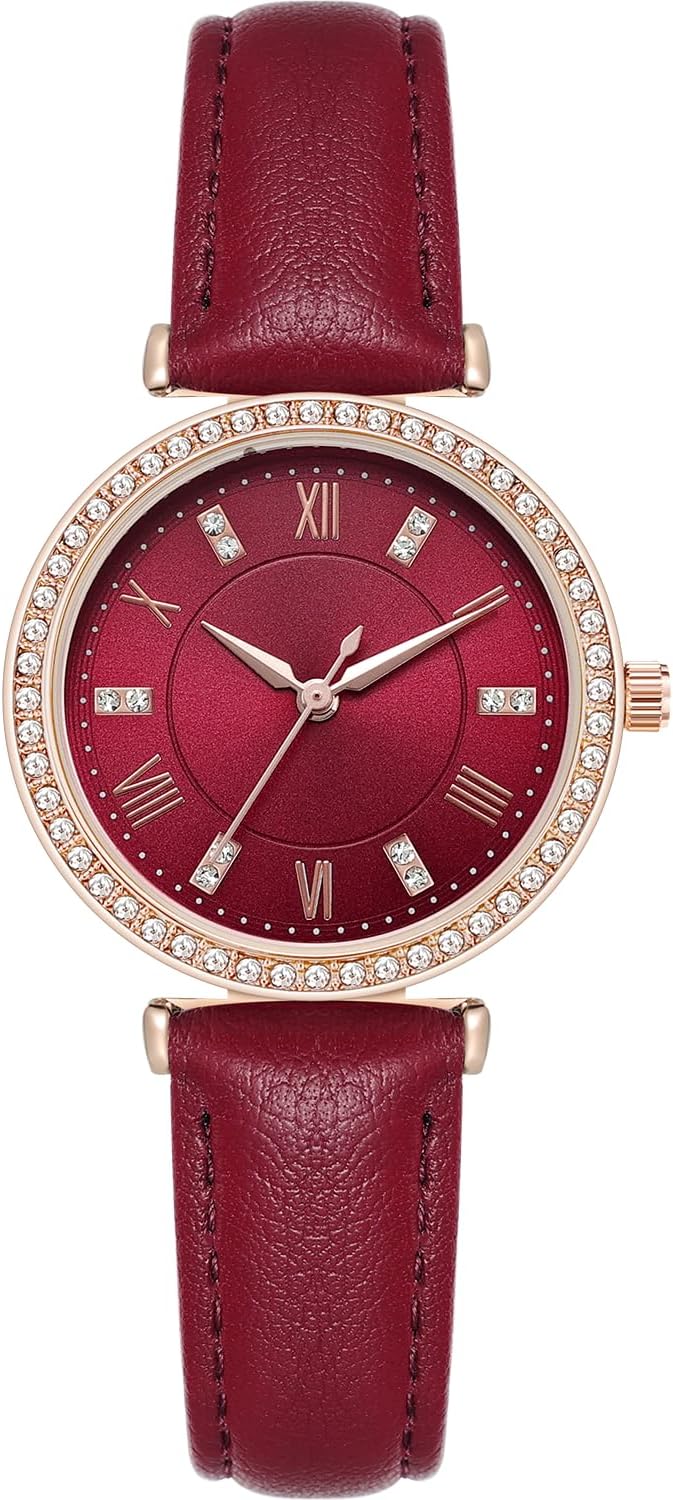 NUOVO Women's Leather Watch with Pink Black or White Leather Strap Elegant Analogue Quartz Watch for Women