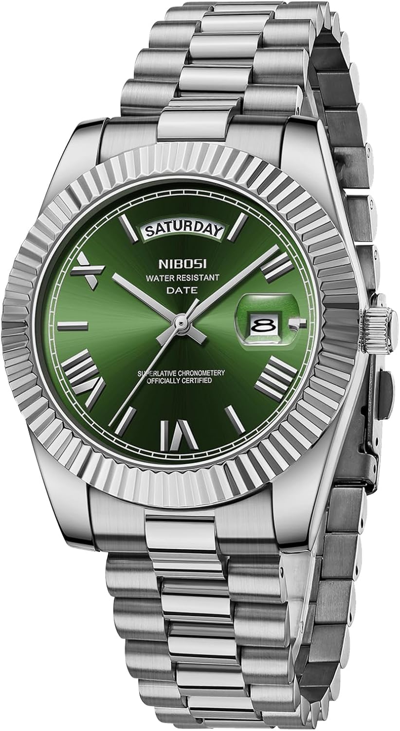 NIBOSI Mens Watches Analog Quartz Stainless Steel Rose Gold Silver Watches Waterproof Classic Business Watches Designer Wrist Watches with Day and Date