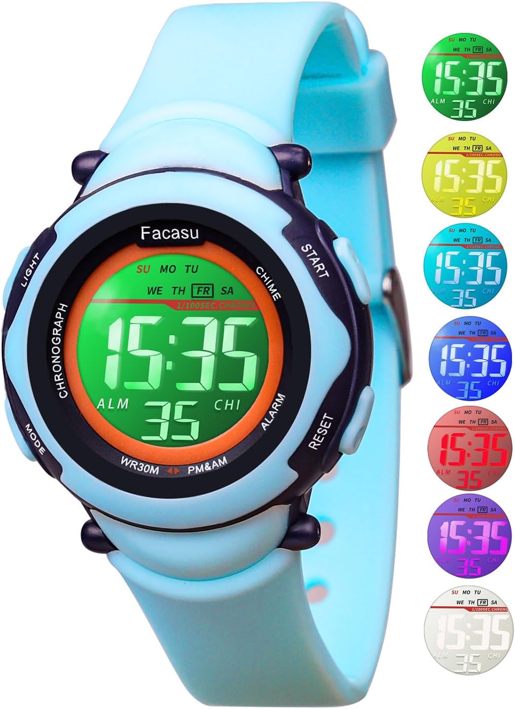 Children's Digital Watch, Boys Girls Outdoor Sports Watch, Waterproof, Colourful with Light and Stopwatch Alarm Clock Gift for Children Girls Boys