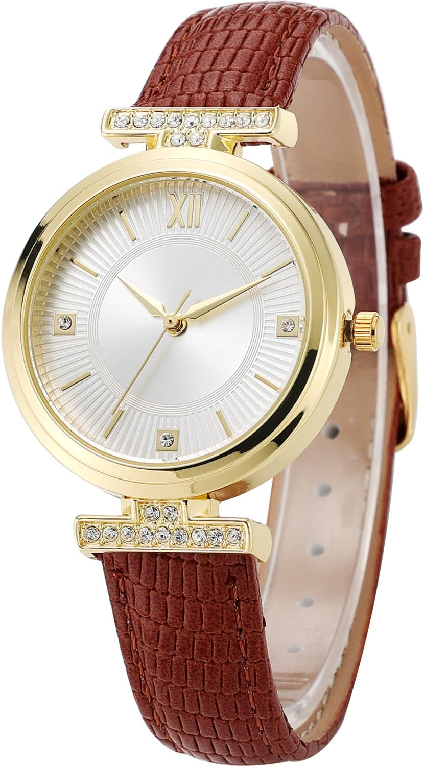 NUOVO Ladies Elegant Watch Diamond Ladies Watch Cute Watch for Girls Sweet Casual Watch Women Watches for Women PU Leather Band Wrist Watch