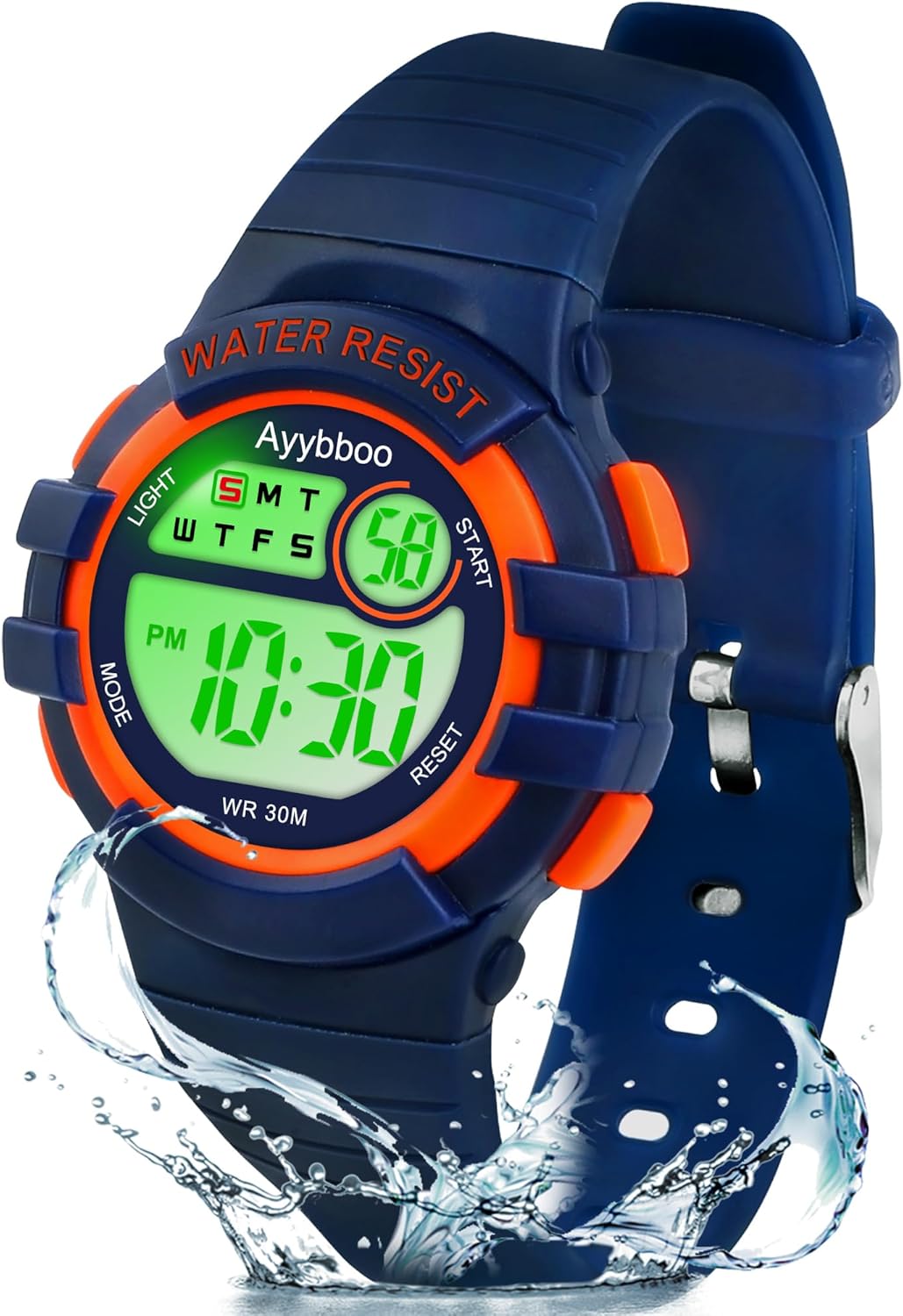 Children's Digital Watch, 7 Coloured LEDs, 3 ATM Waterproof, Alarm/Stopwatch/Date, Sports Wrist Watch for Boys and Girls, Gift for Children 4-15 Years