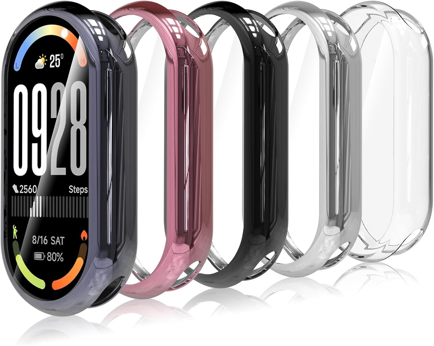 Hianjoo 5 Pieces Compatible Cover for Xiaomi Smart Band 10, Shockproof Screen TPU Protective Case Compatible for Xiaomi Smart Band 10