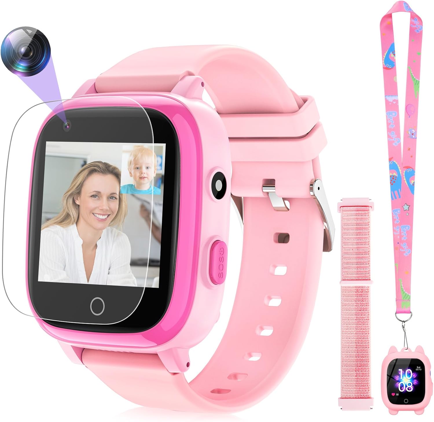 Mingfuxin Kids 4G Waterproof Smartwatch with GPS Tracker, WiFi Video Calling, SOS Pedometer, Camera, School Mode and Geocerk for Boys Girls