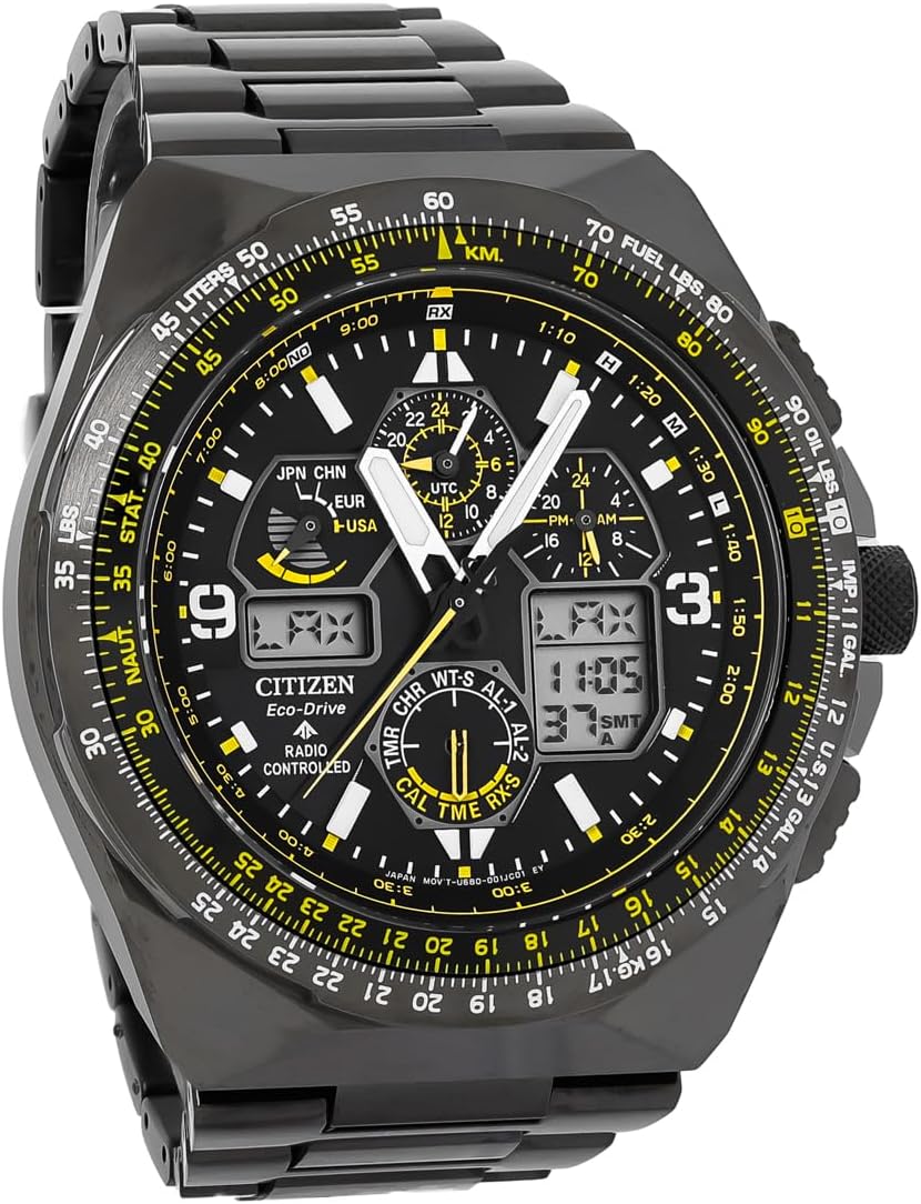 Citizen Eco-Drive Promaster Skyhawk A-T Black Ion Plated Wrist Watch | 46mm | JY8127-59E, 9 Inch, Modern, 9 Inch, Modern, Modern