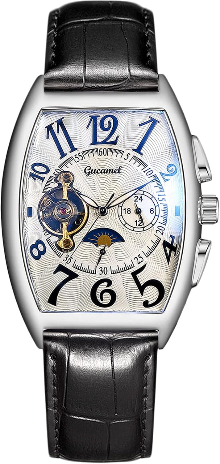 Rorios Business Men's Watches Luminous Watch Analogue Quartz Wrist Watch with Leather Strap Classic Dress Watches